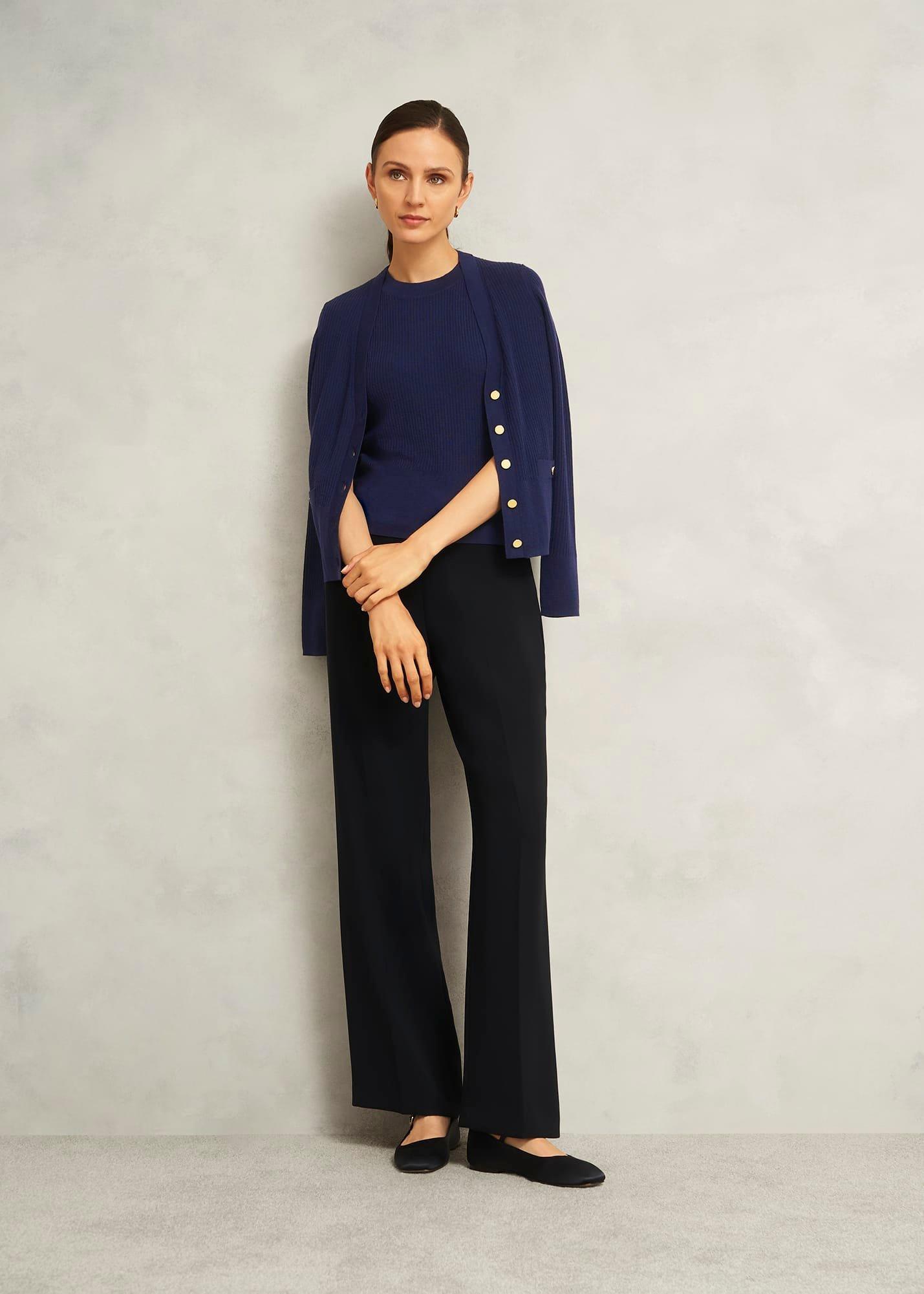 Navy Yasmin Merino Wool Knitted Tank Top, True Navy, hi-res