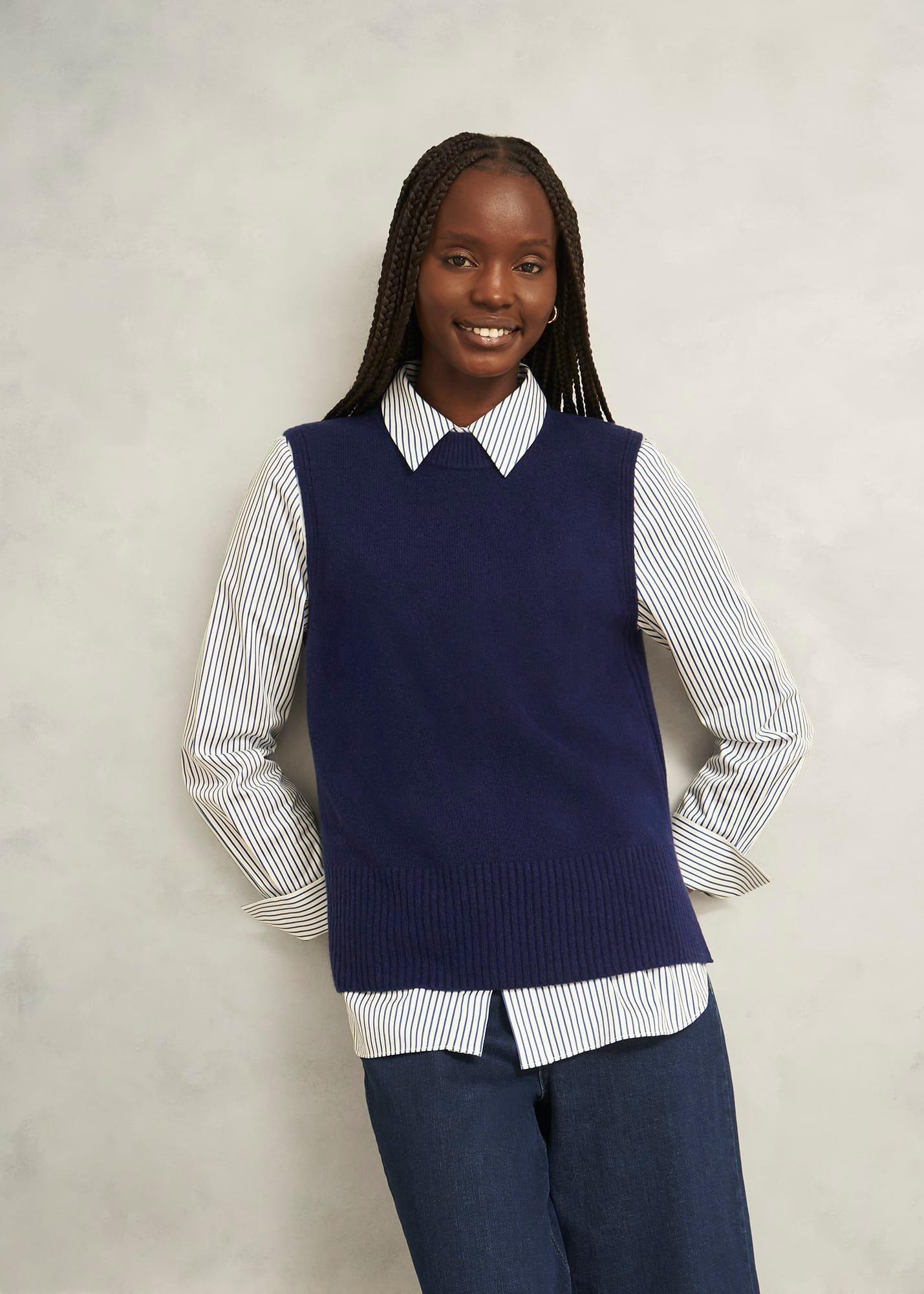 Navy Ruby Crew Neck Layering Knitted Vest