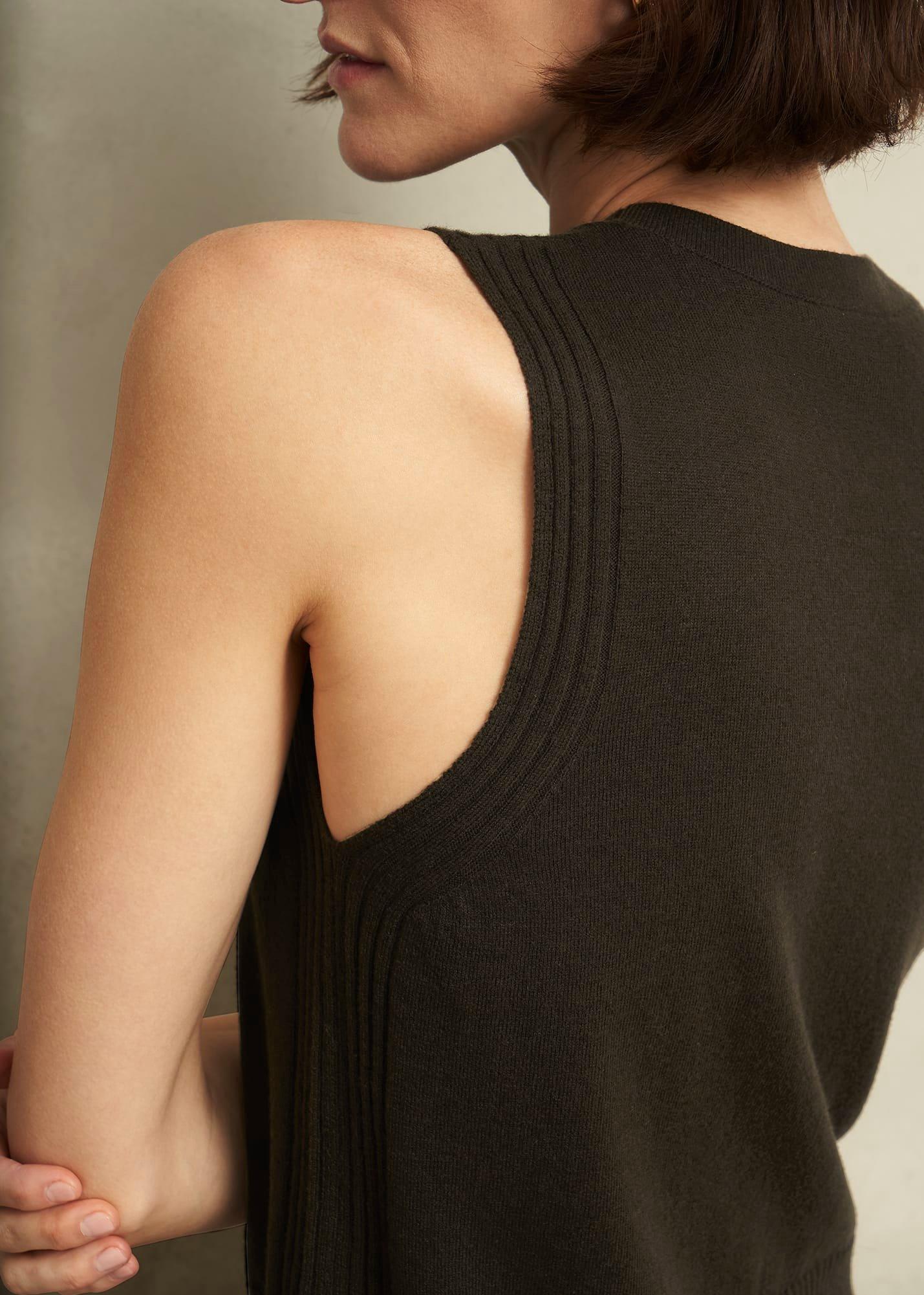 Olive Wentworth Wool Blend Knitted Tank Top, Dark Olive, hi-res