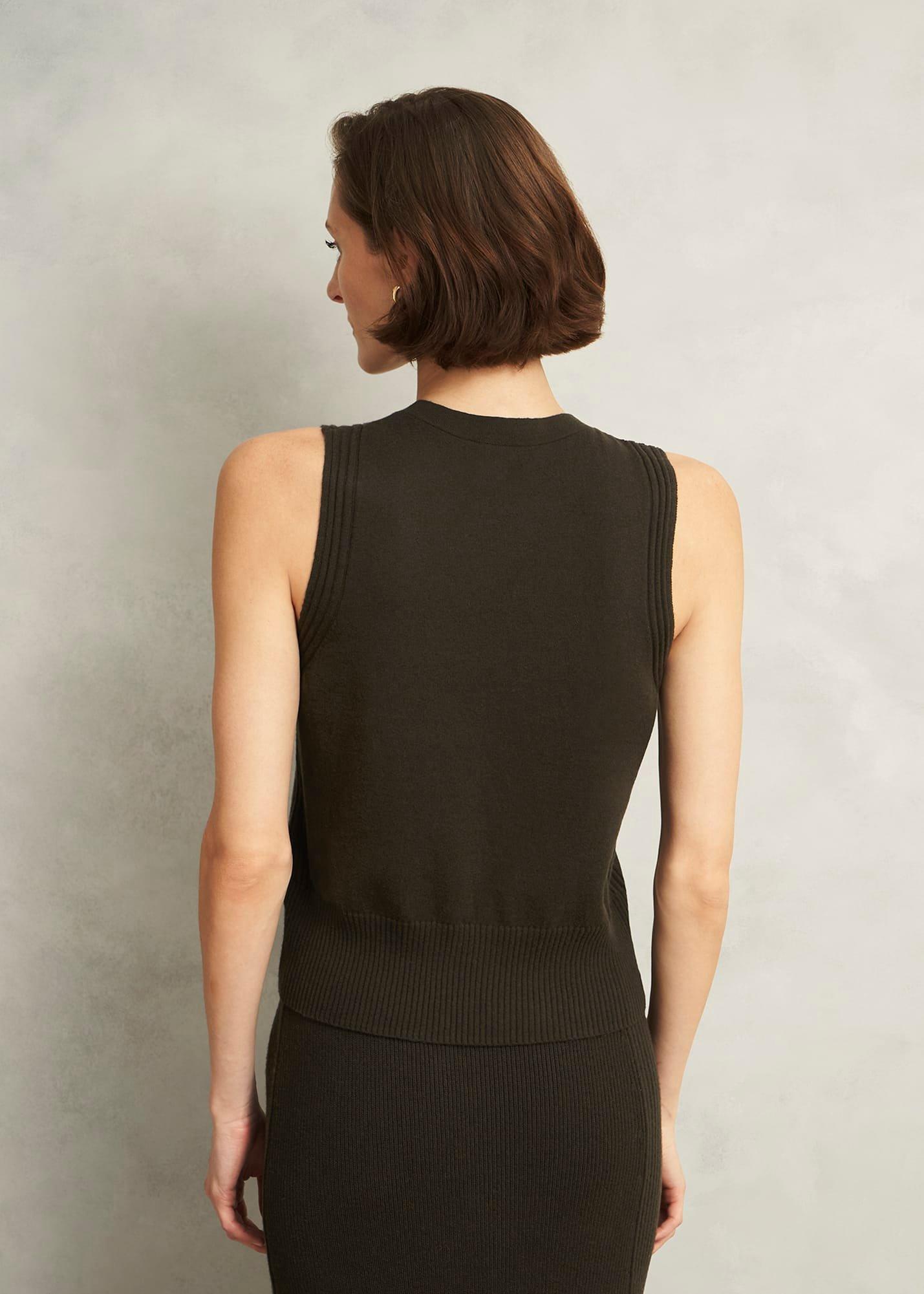 Olive Wentworth Wool Blend Knitted Tank Top, Dark Olive, hi-res
