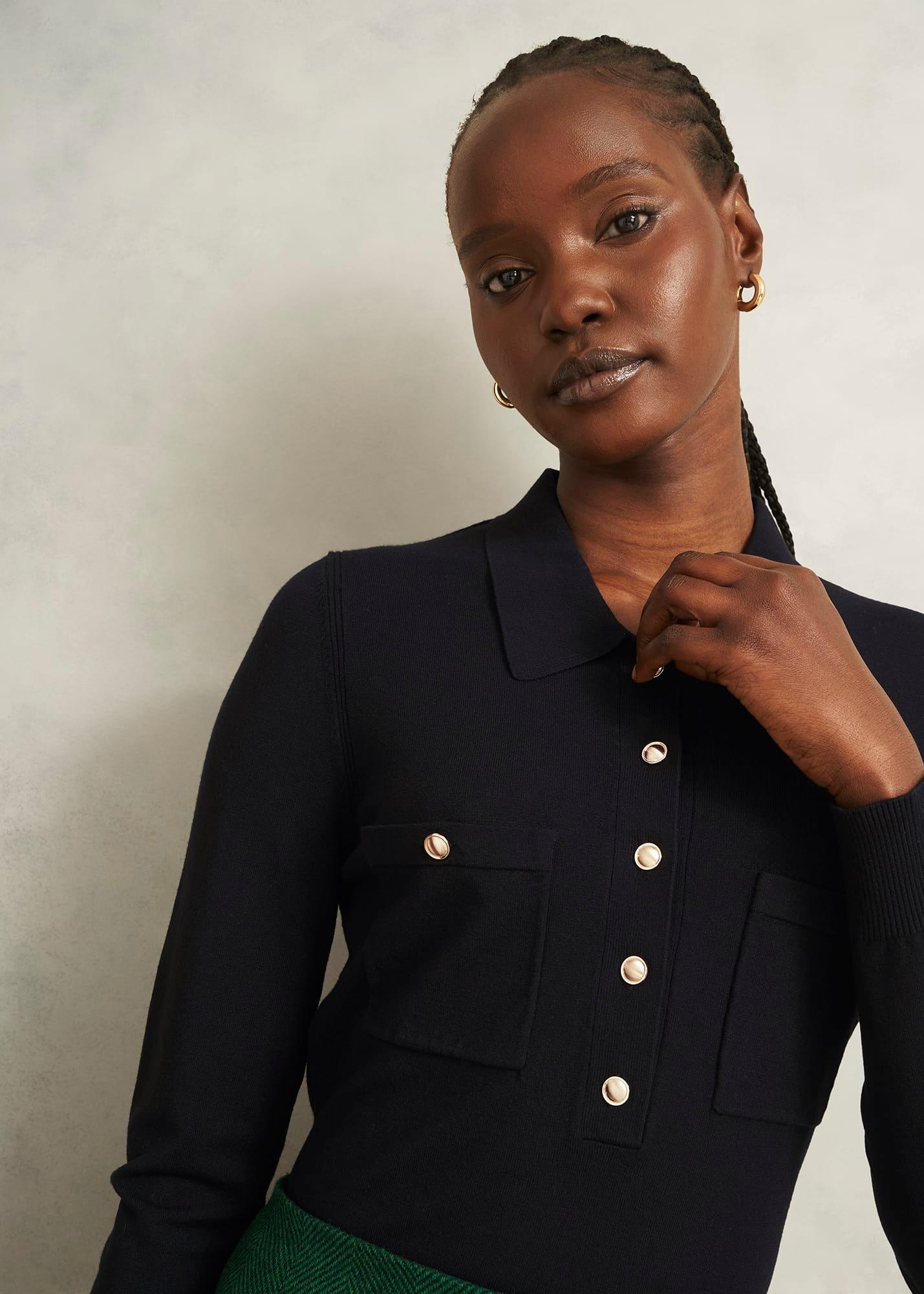 Jessica Knitted Shirt, Black, hi-res