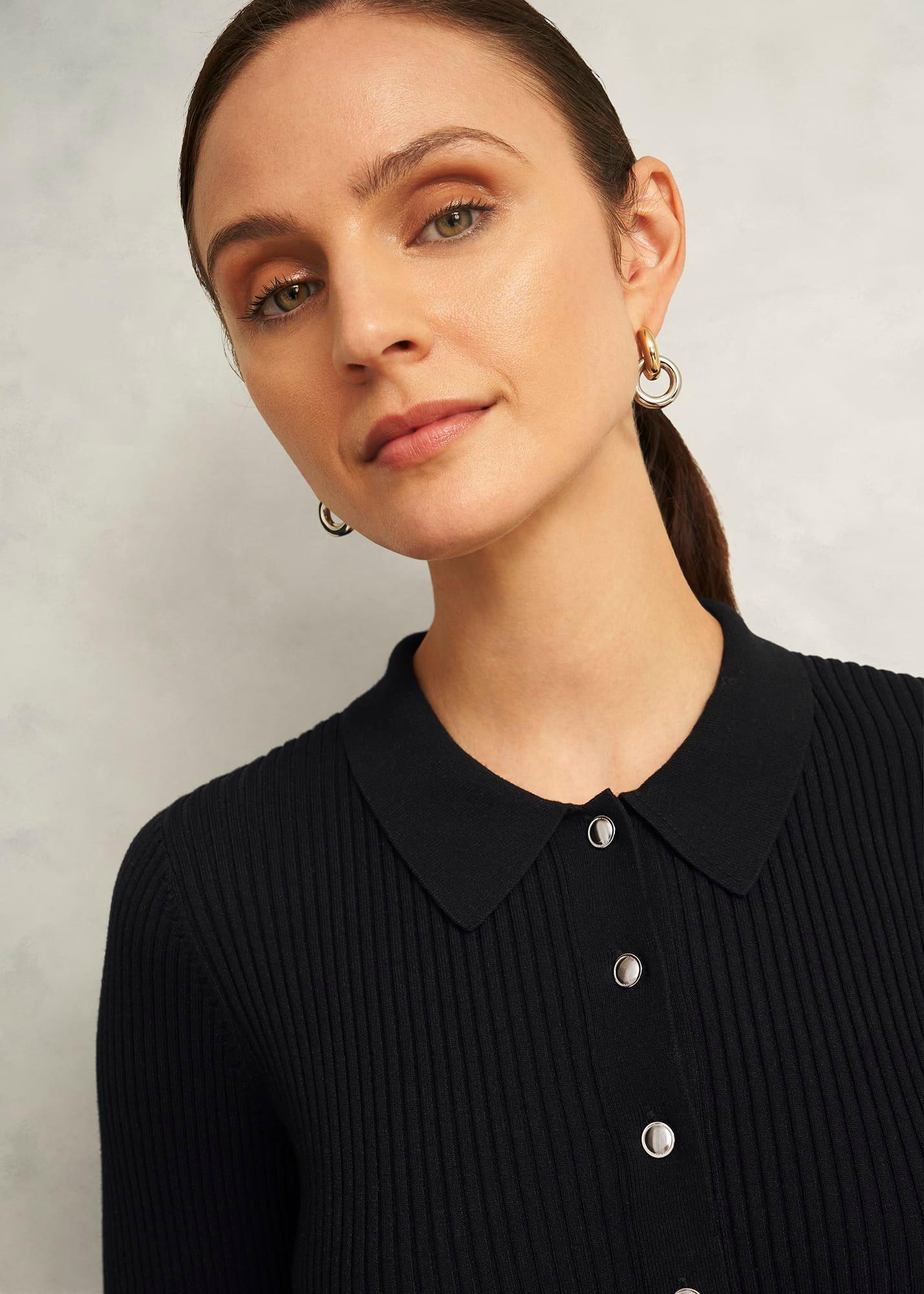 Blanche Knitted Dress, Hobbs Black, hi-res