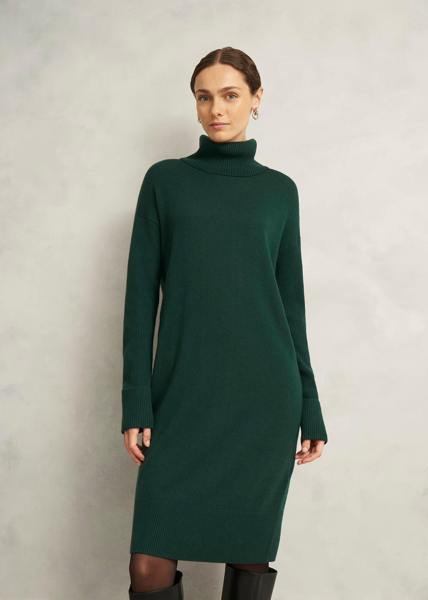 Green Ava Knitted Jumper Dress