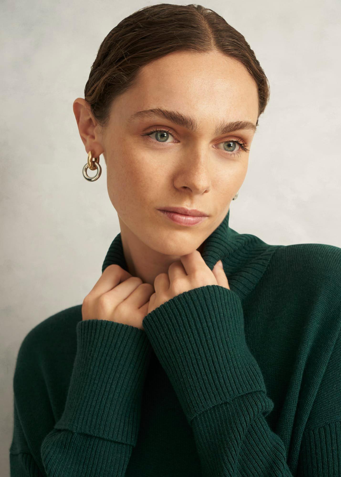 Green Ava Knitted Jumper Dress, Ponderosa Green, hi-res