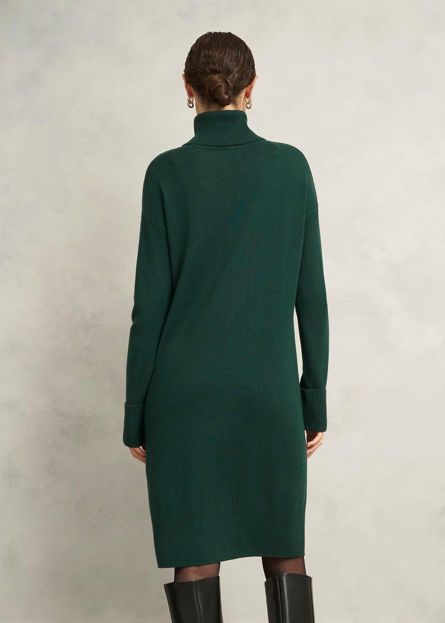 Green Ava Knitted Jumper Dress, Ponderosa Green, hi-res