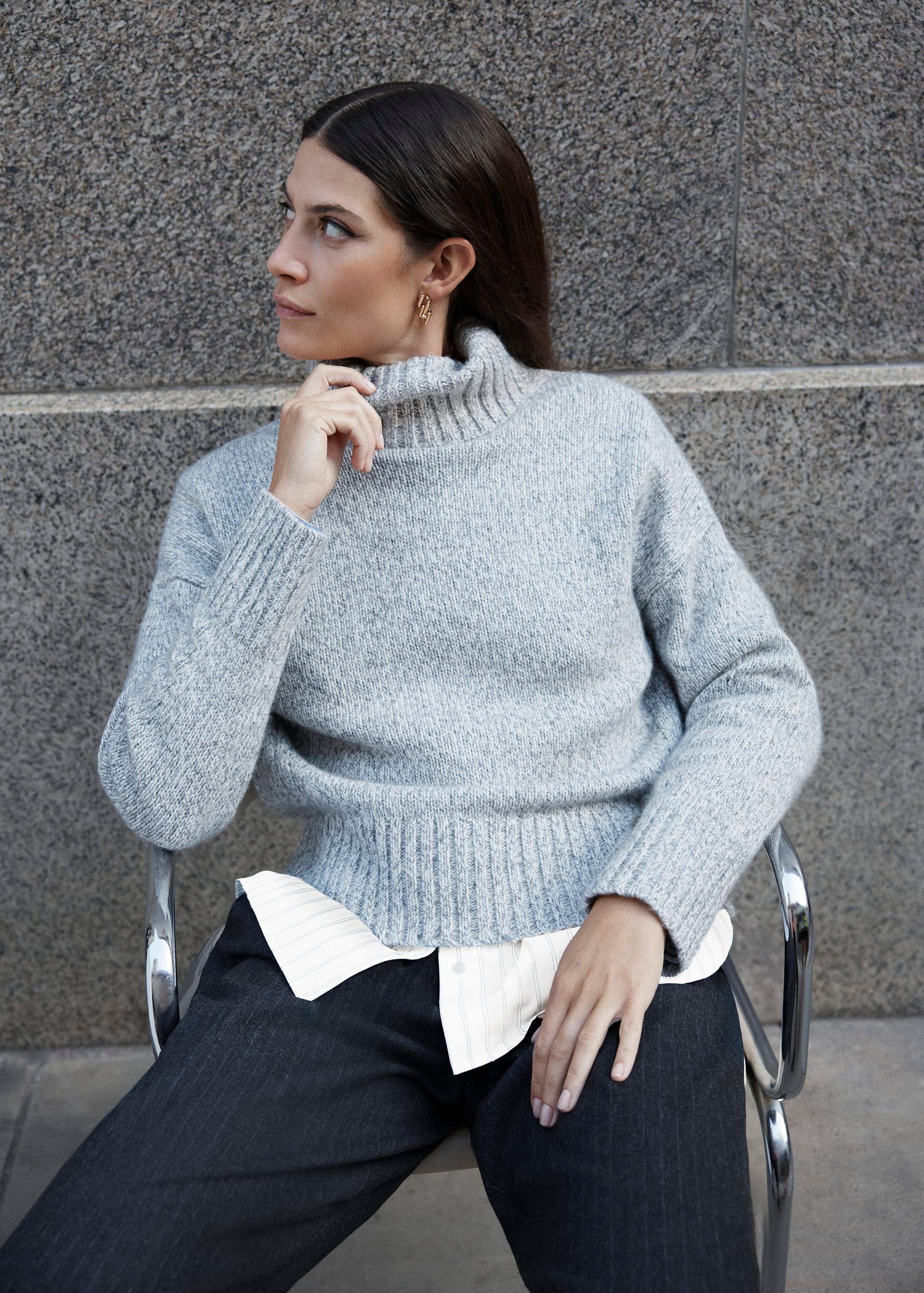 Grey Marl Yardley Chunky Roll Neck Knitted Jumper