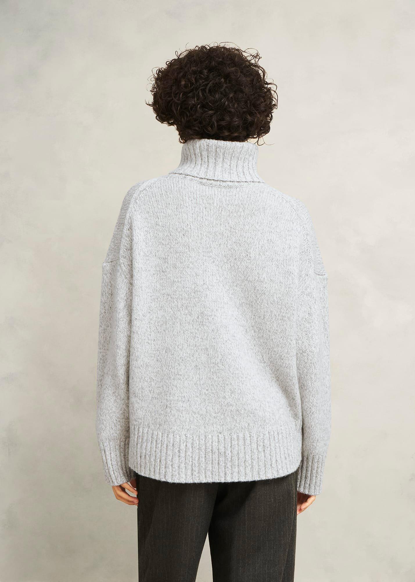 Grey Marl Yardley Chunky Roll Neck Knitted Jumper, Grey Mouline, hi-res