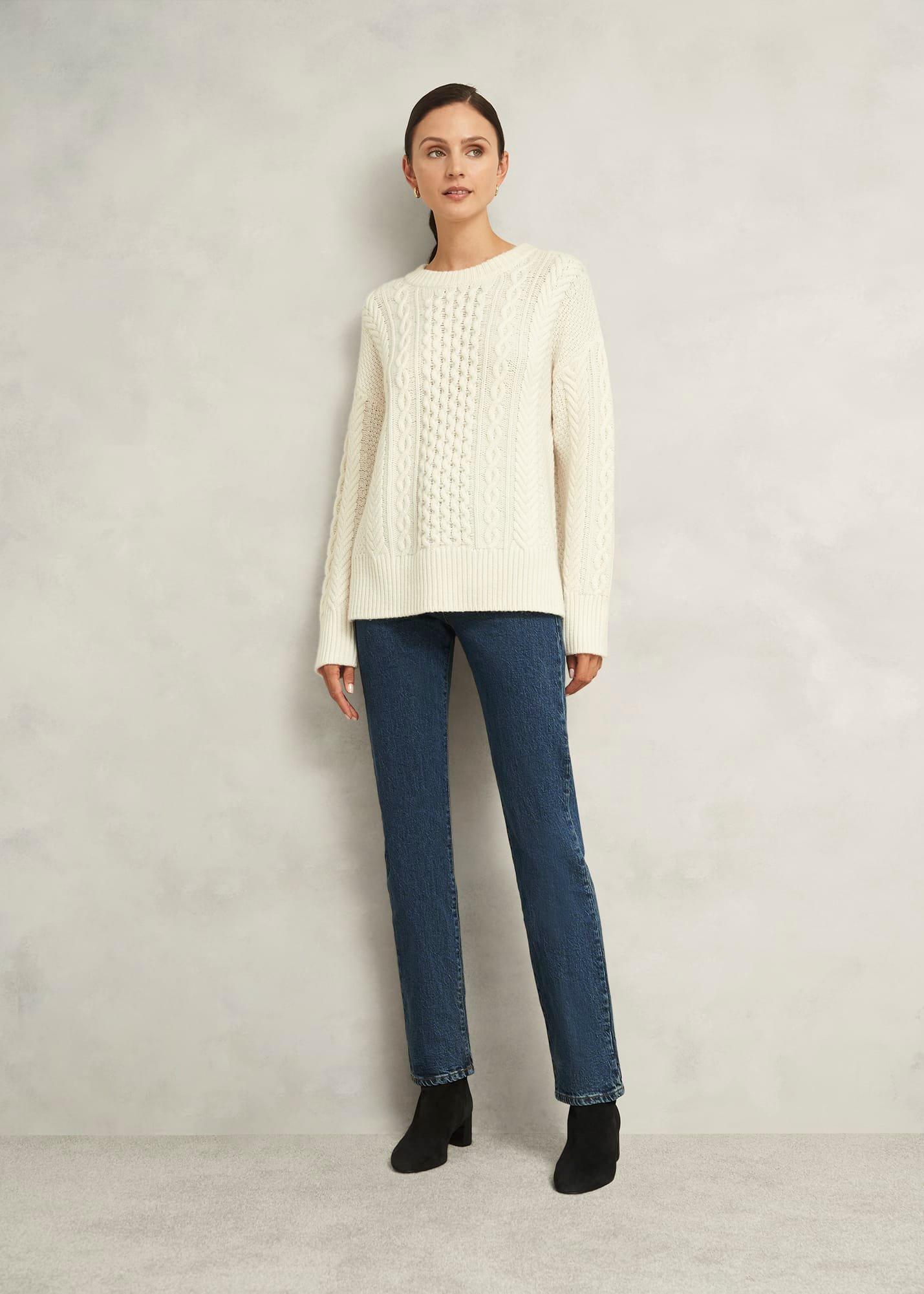 Nell Chunky Cable Jumper, Hobbs Ivory, hi-res
