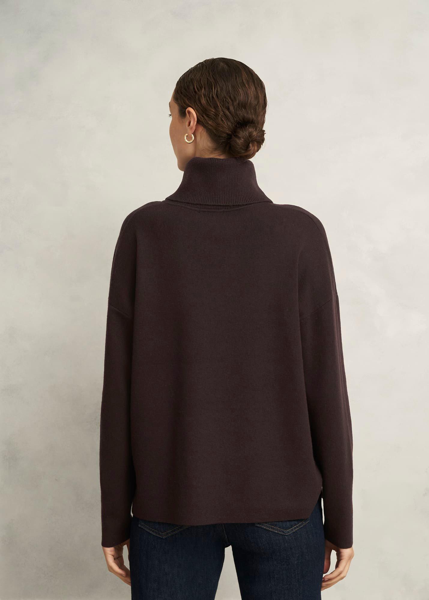 Yvette Roll Neck Knitted Jumper, Alder Brown, hi-res