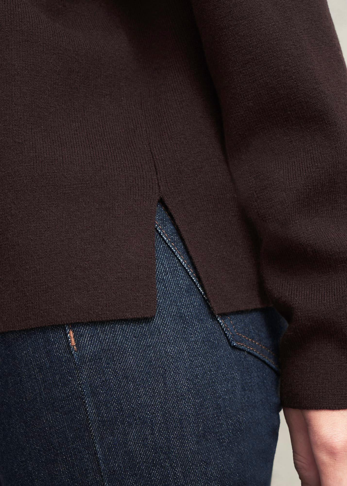 Yvette Roll Neck Knitted Jumper, Alder Brown, hi-res