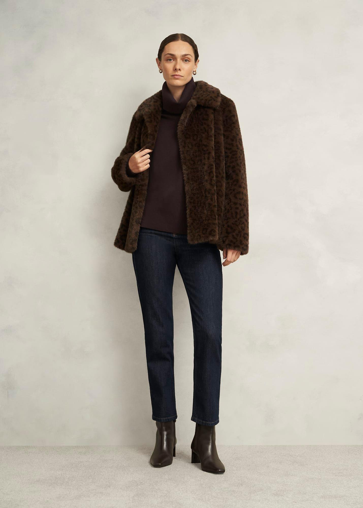 Yvette Roll Neck Knitted Jumper, Alder Brown, hi-res