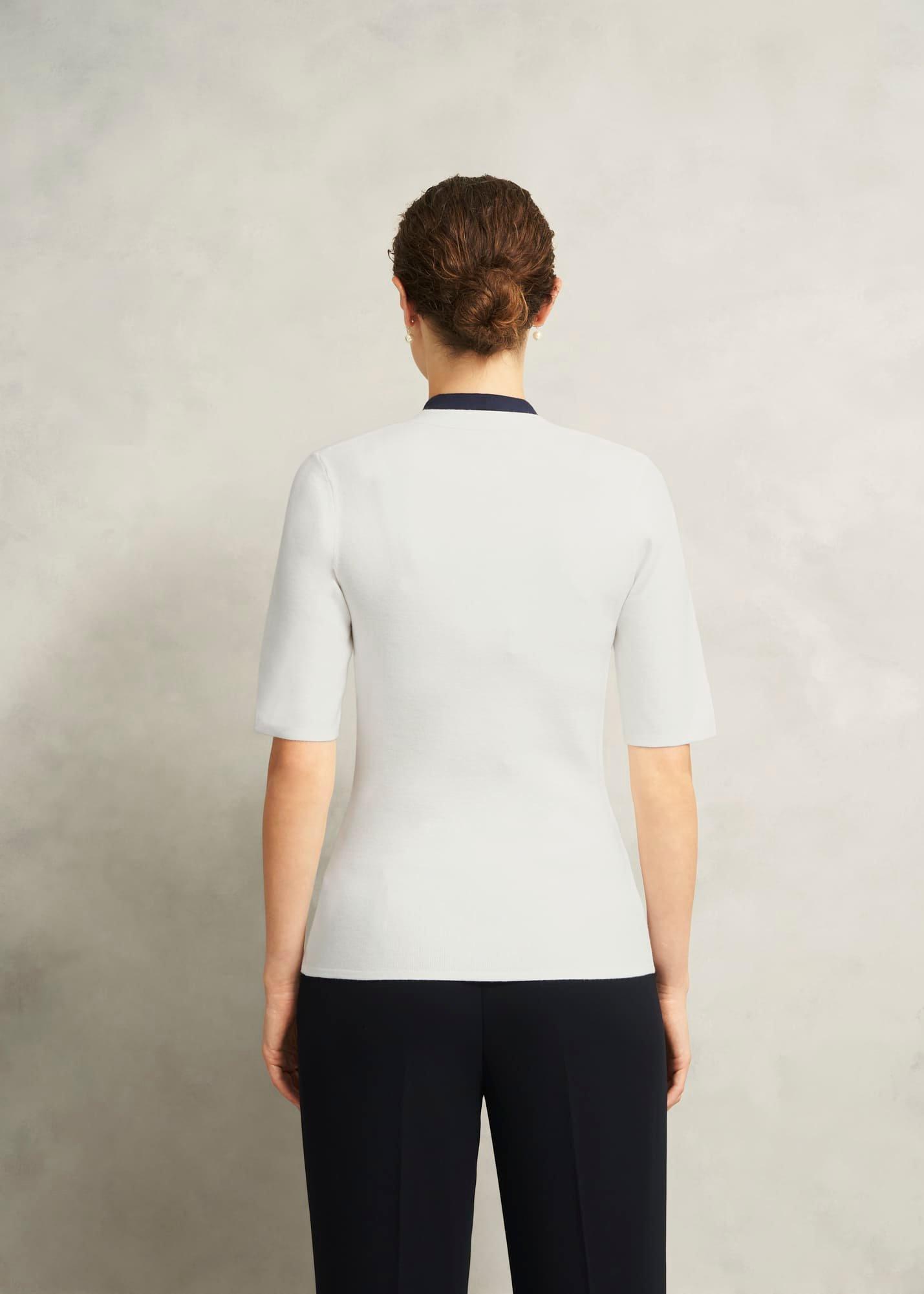 Scarlett Knitted Top, Ivory Navy, hi-res