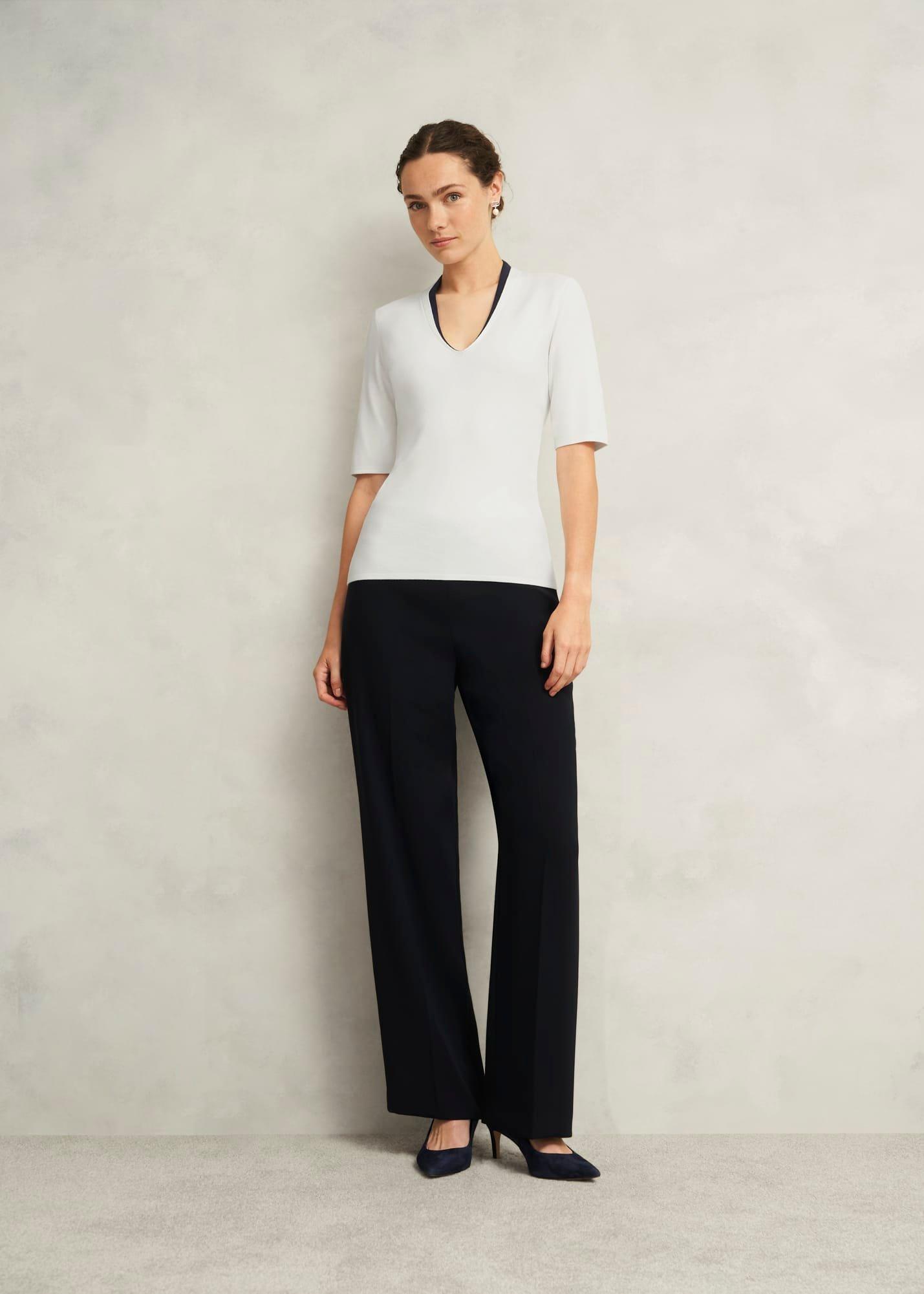 Scarlett Knitted Top, Ivory Navy, hi-res