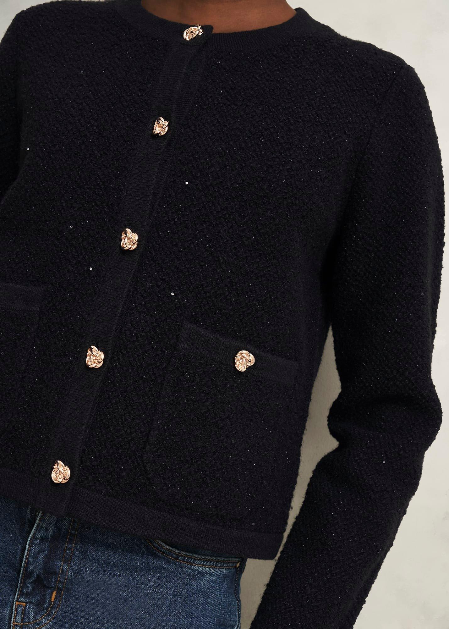 Mindy Textured Knitted Jacket, Black, hi-res