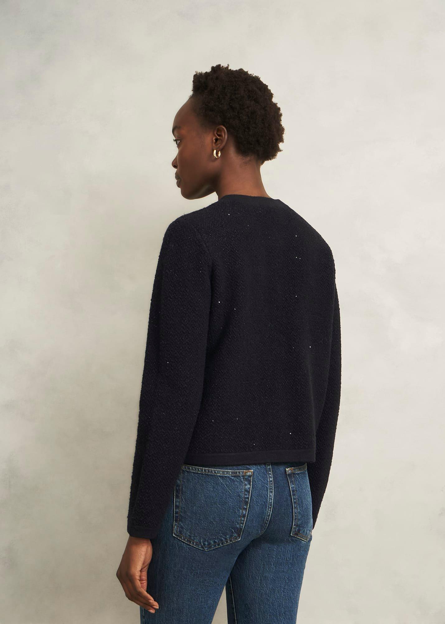 Mindy Textured Knitted Jacket, Black, hi-res