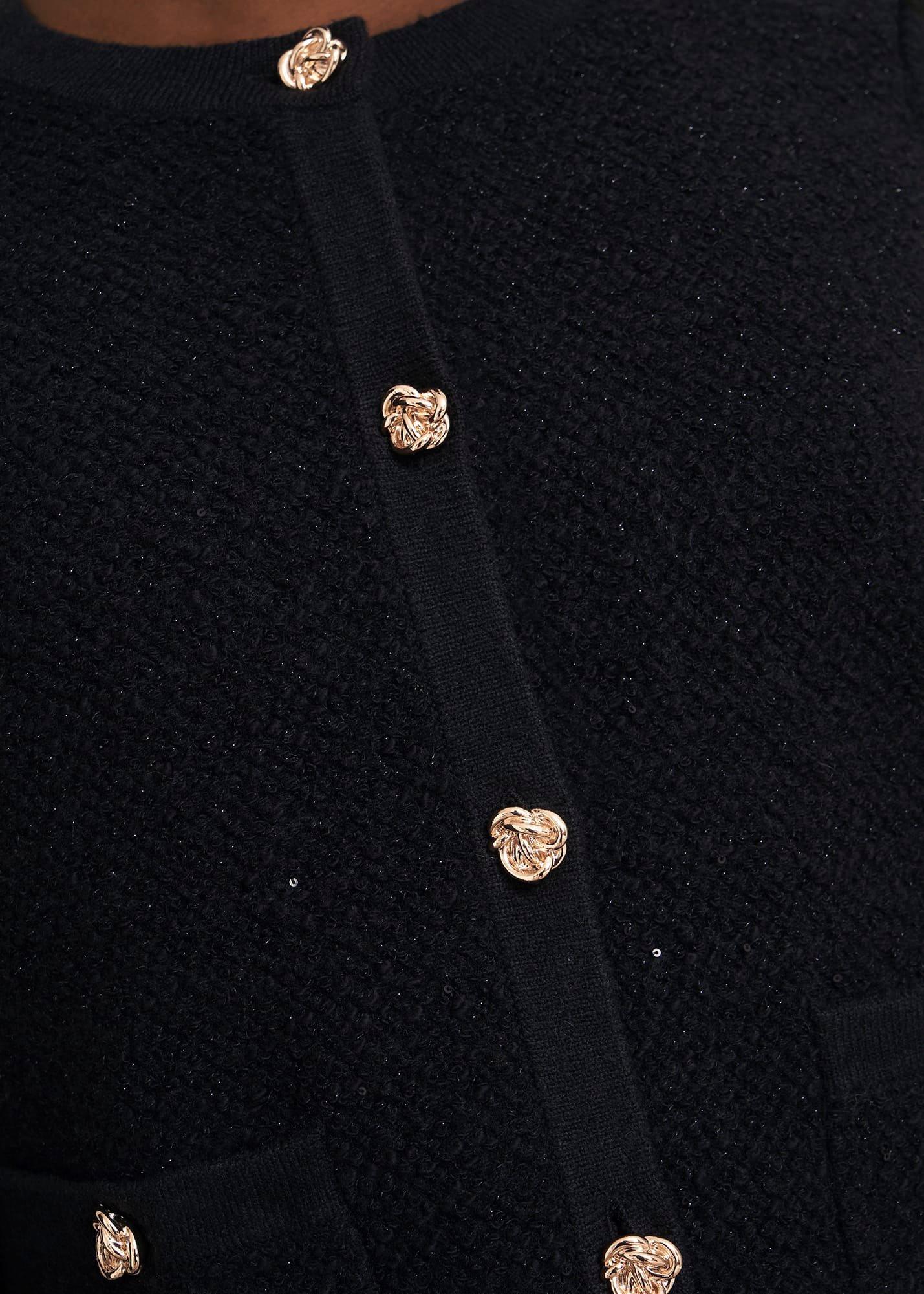 Mindy Textured Knitted Jacket, Black, hi-res