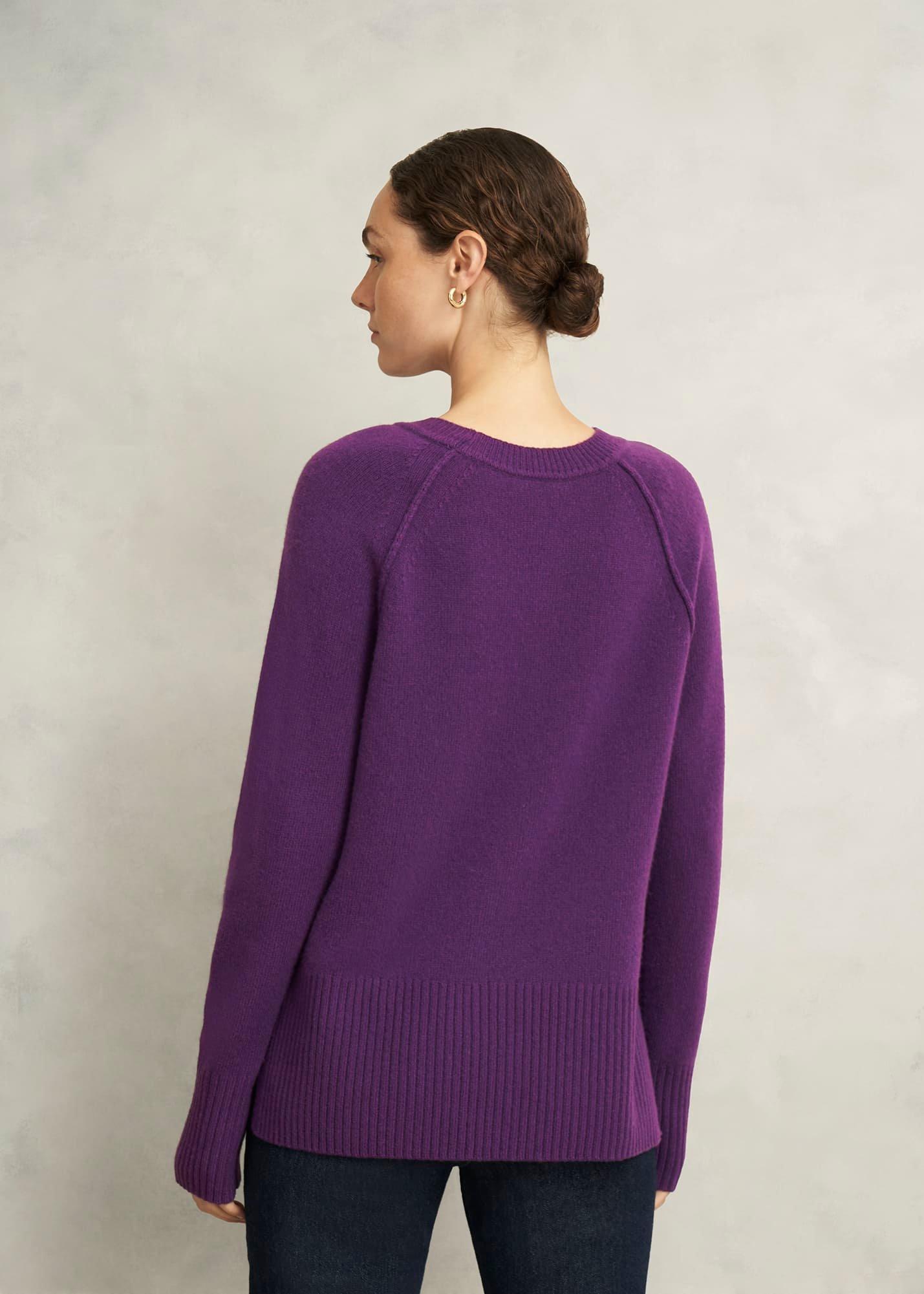 Mandy Wool Blend Crew Neck Knitted Jumper, Fig Purple, hi-res
