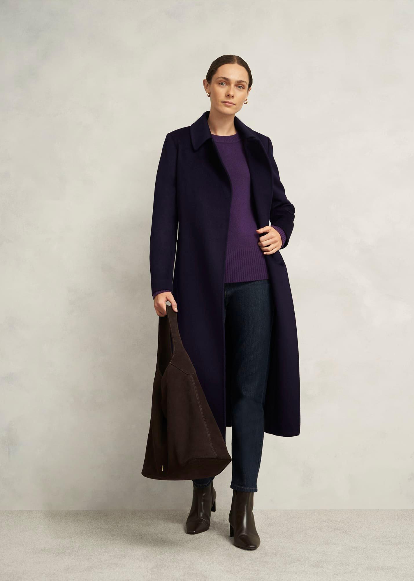 Mandy Wool Blend Crew Neck Knitted Jumper, Fig Purple, hi-res