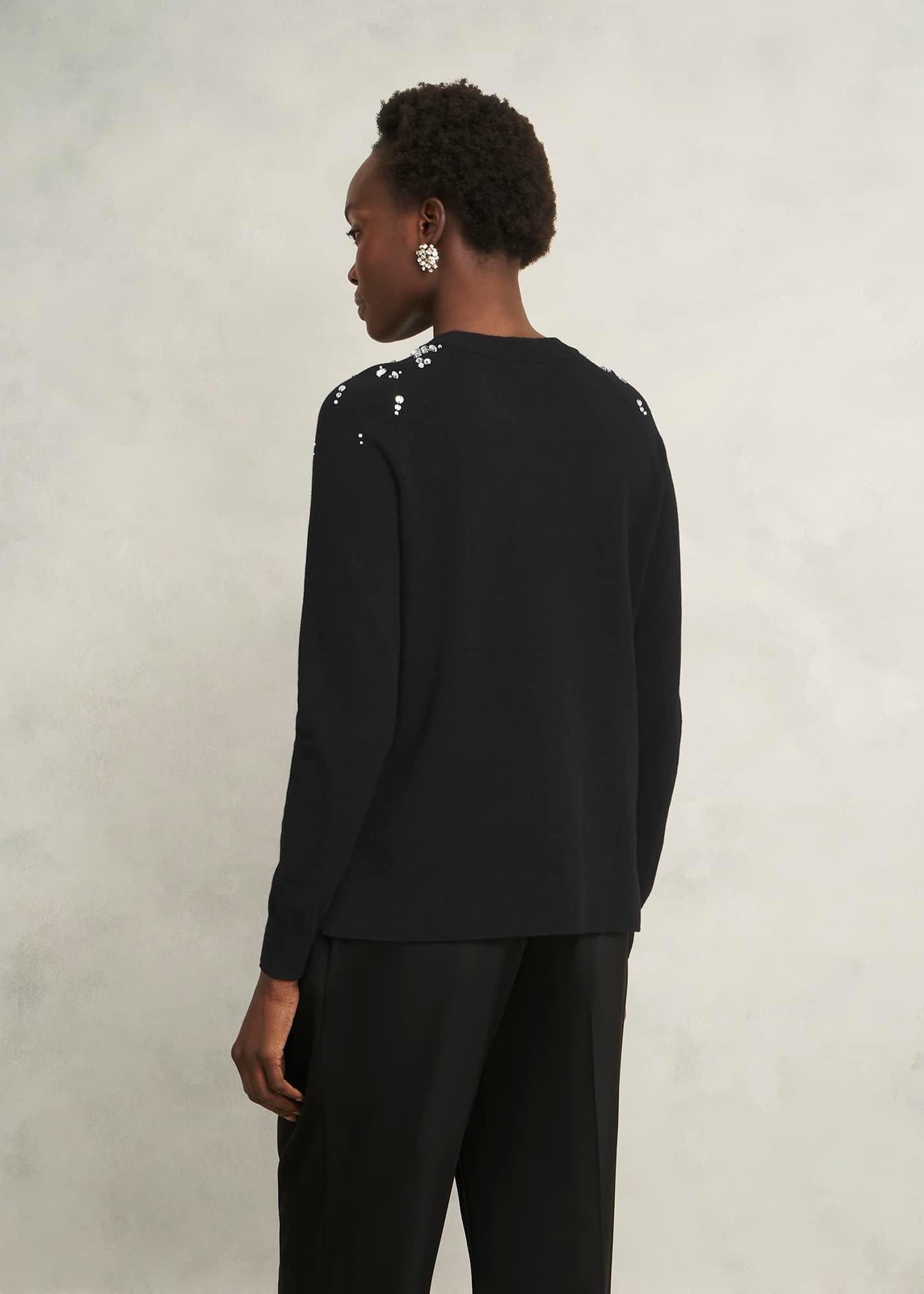 Black Theodora Wool Blend Gem Fairisle Knitted Jumper , Black, hi-res