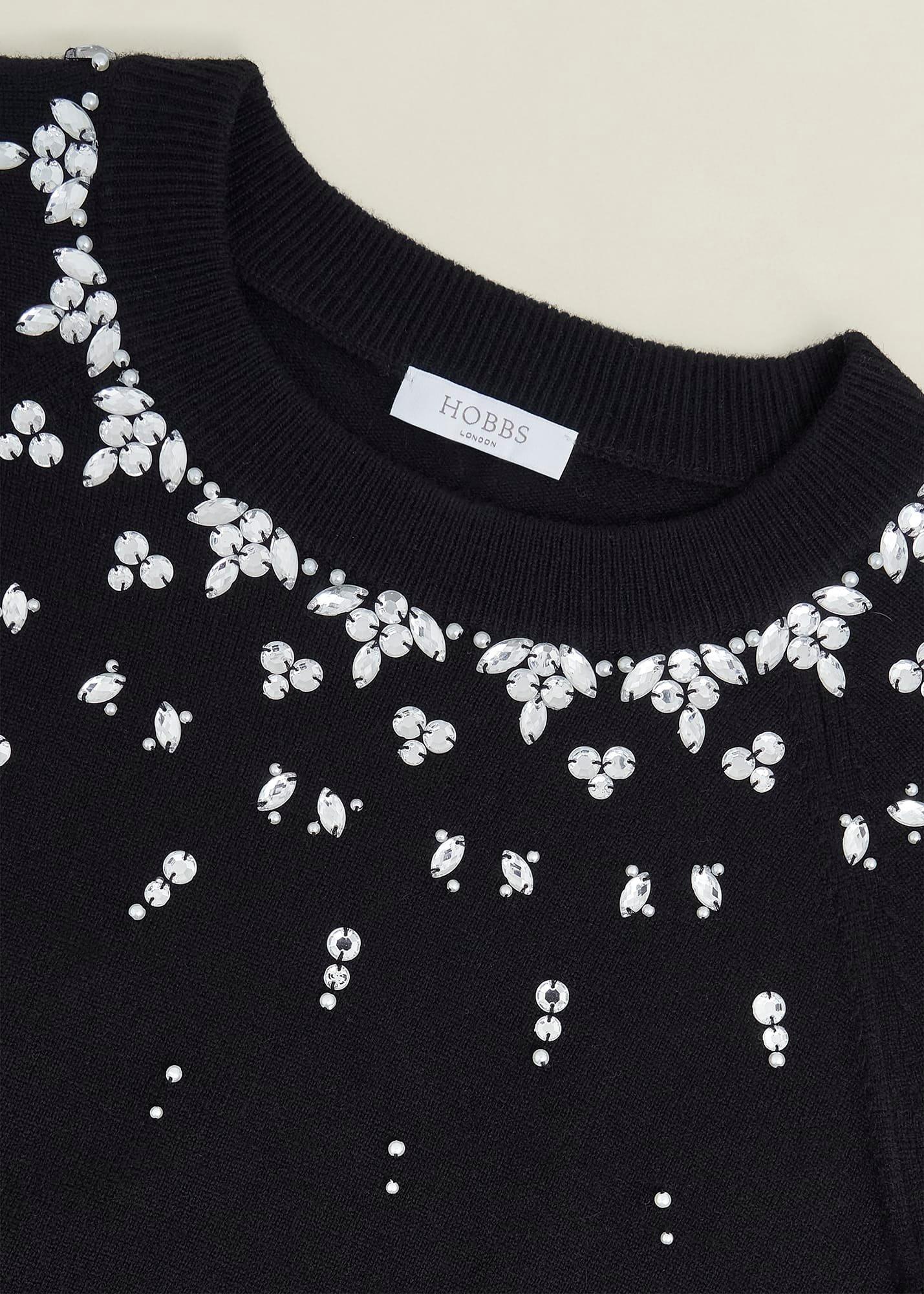 Black Theodora Wool Blend Gem Fairisle Knitted Jumper , Black, hi-res