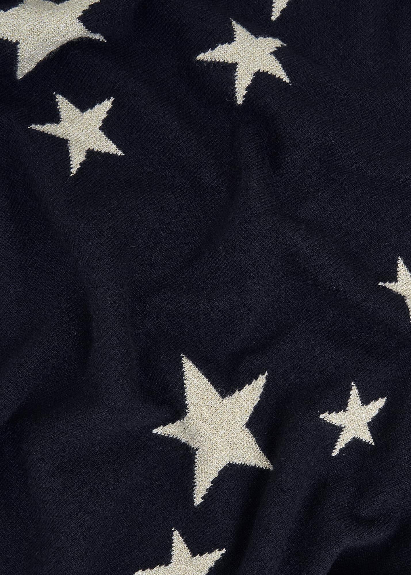 Arnelle Wool Blend Star Print Knitted Jumper, Navy Silver, hi-res