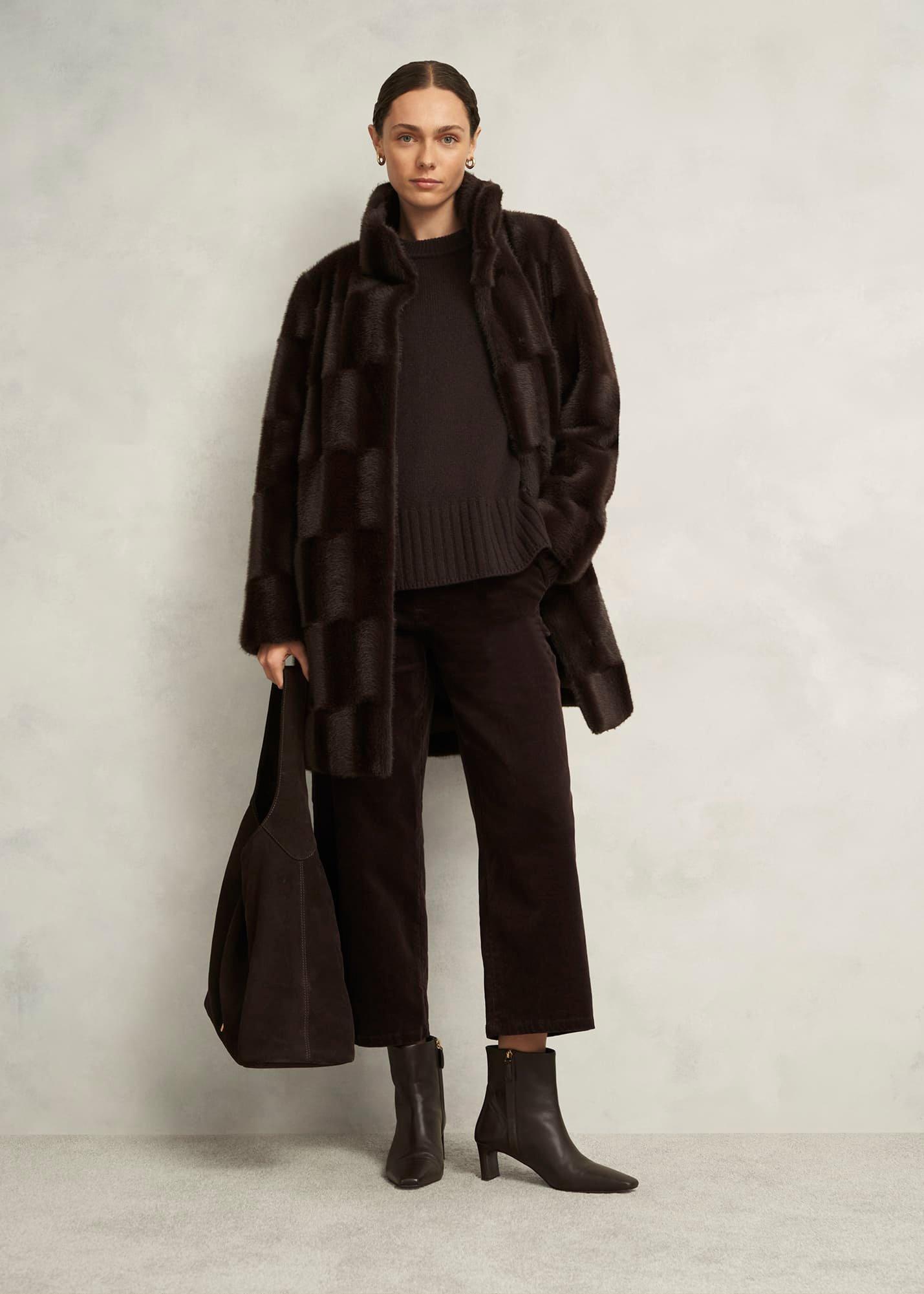 Mali Crew Neck Wool Jumper With Cashmere, Alder Brown, hi-res