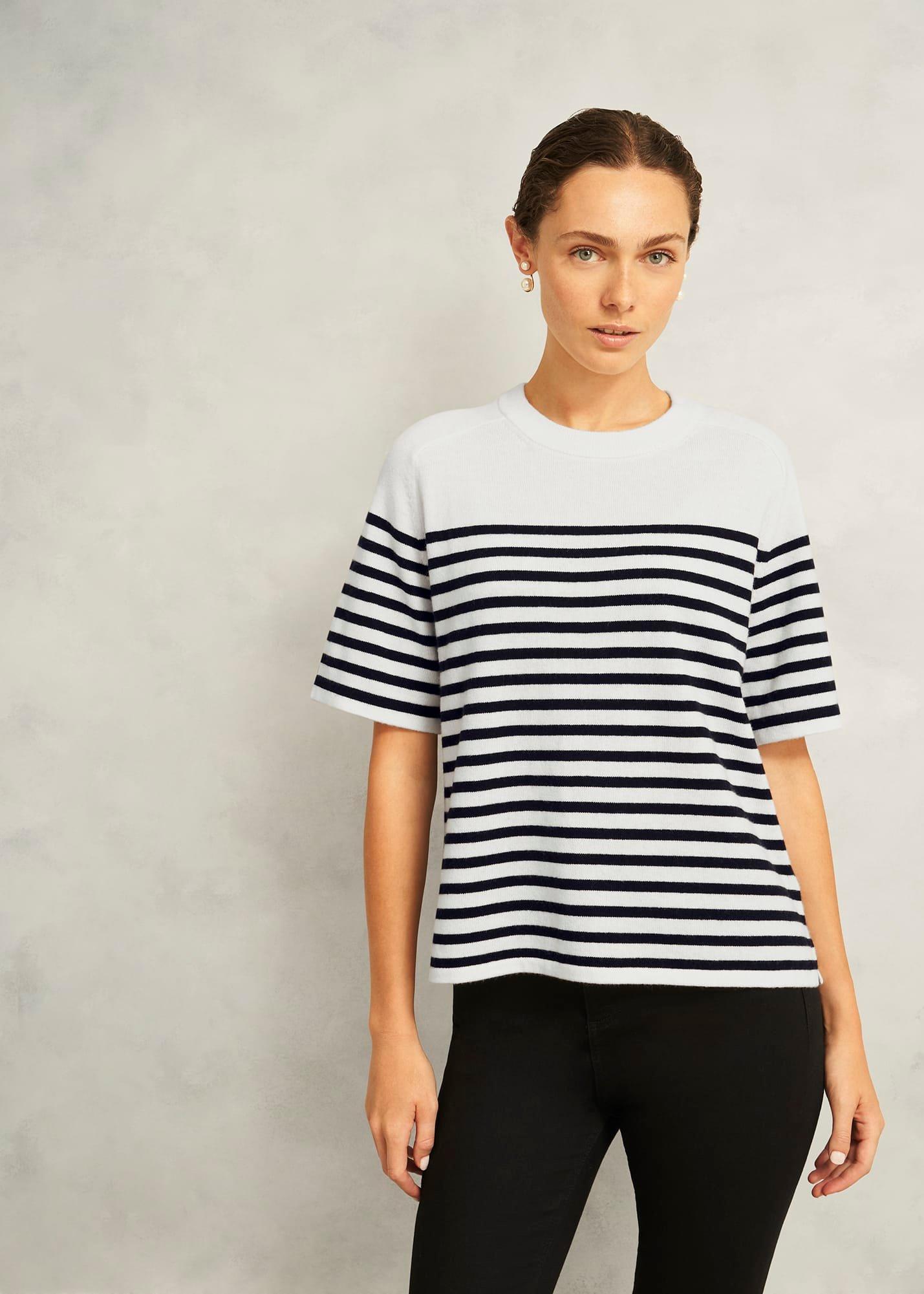 Ivory Demi Wool Blend Short Sleeve Knitted T-Shirt