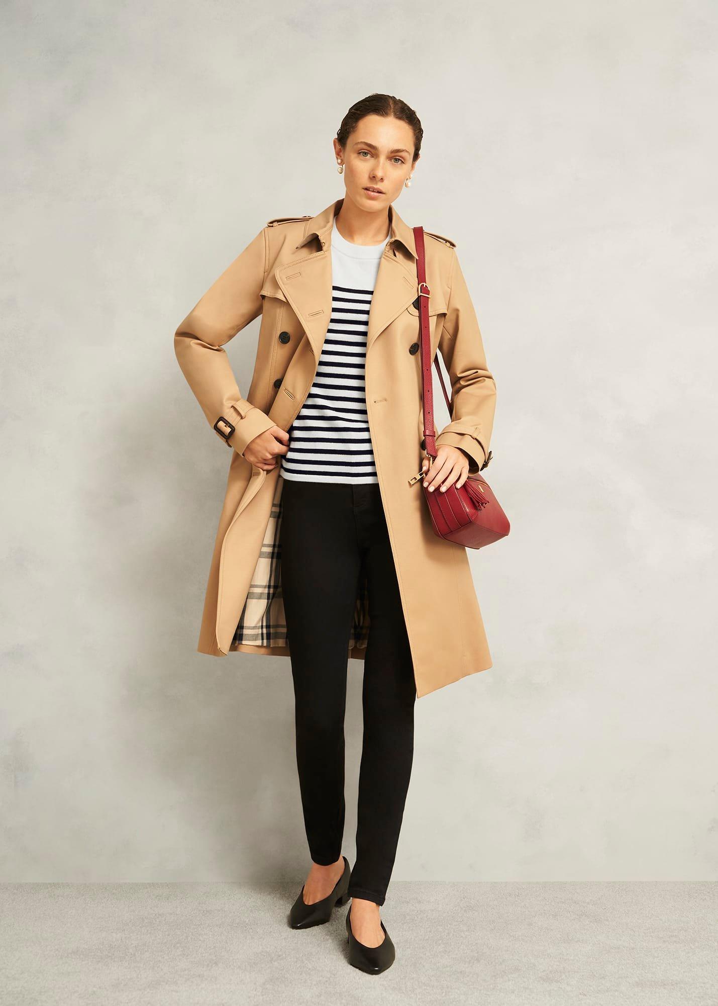 Ivory Demi Wool Blend Short Sleeve Knitted T-Shirt, Ivory Navy, hi-res