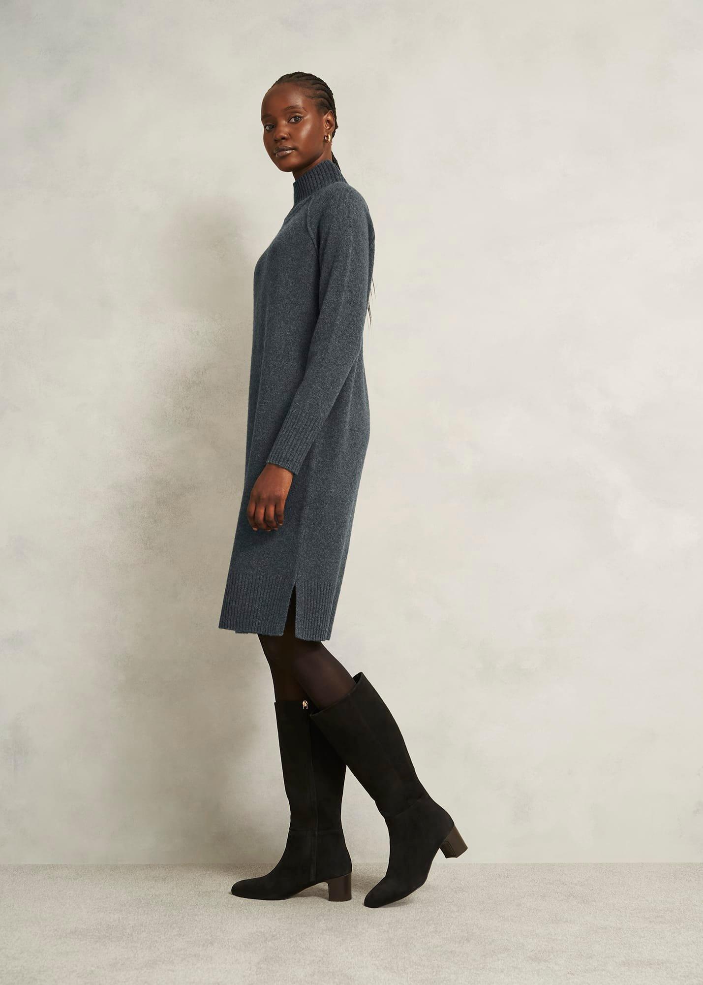Lorraine Knit Dress, Charcoal Grey, hi-res