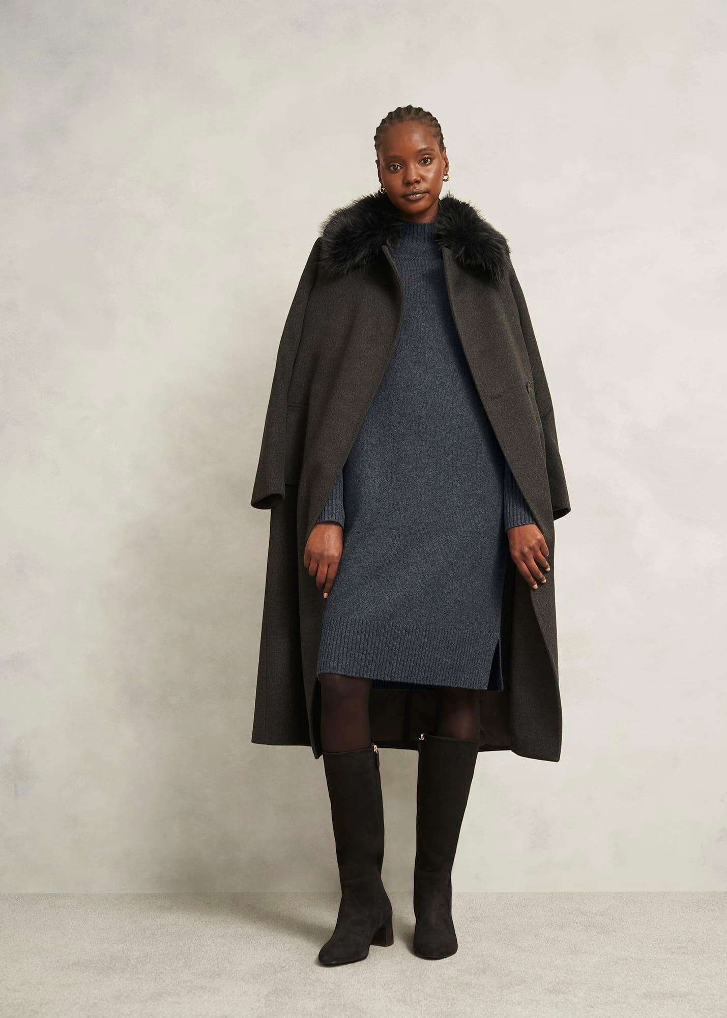 Lorraine Knit Dress, Charcoal Grey, hi-res