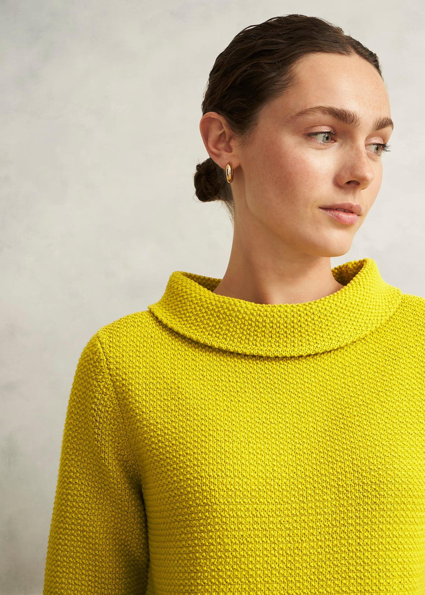 Camilla Cotton Sweater, Gold Chartreuse, hi-res