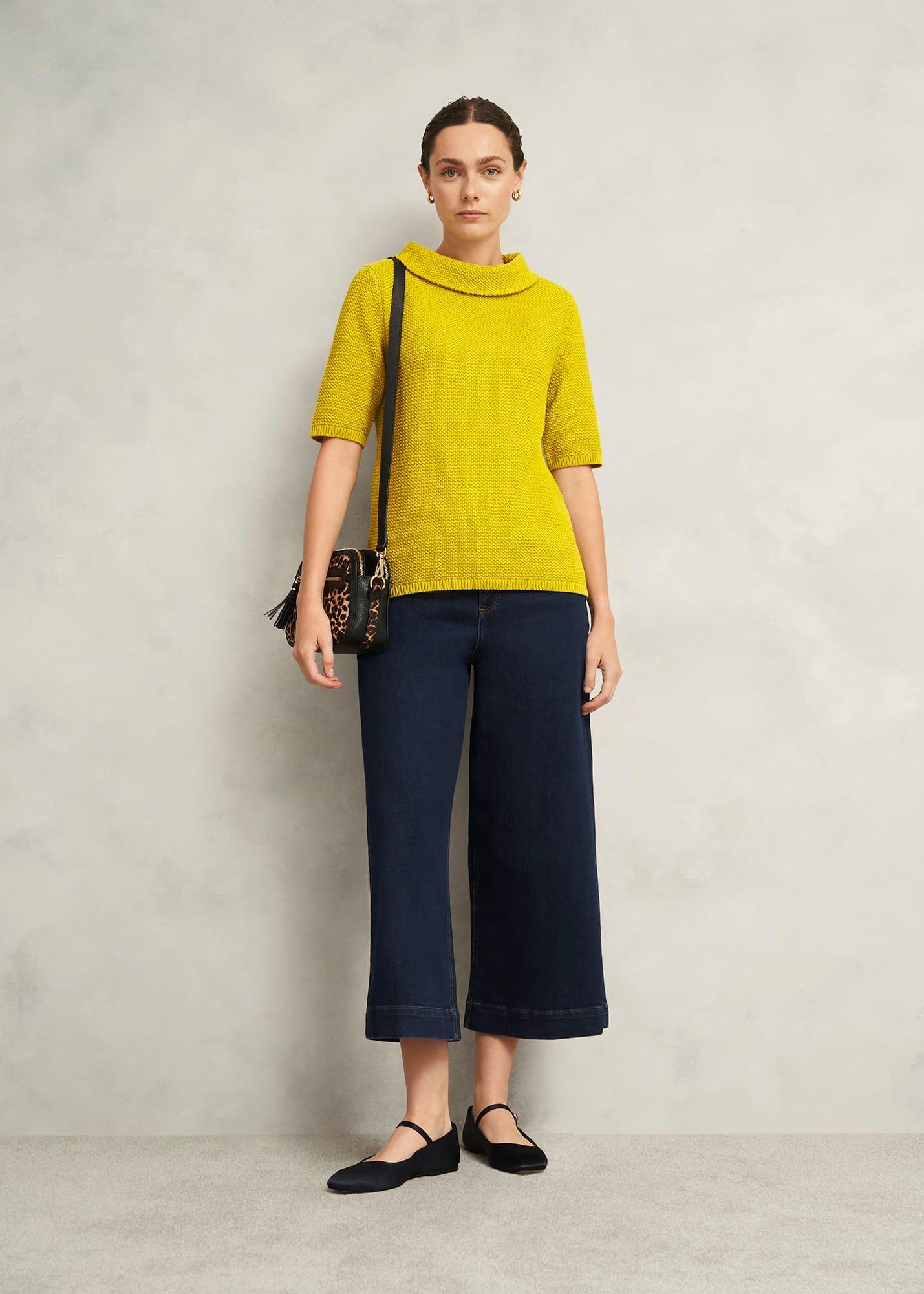 Camilla Cotton Sweater, Gold Chartreuse, hi-res