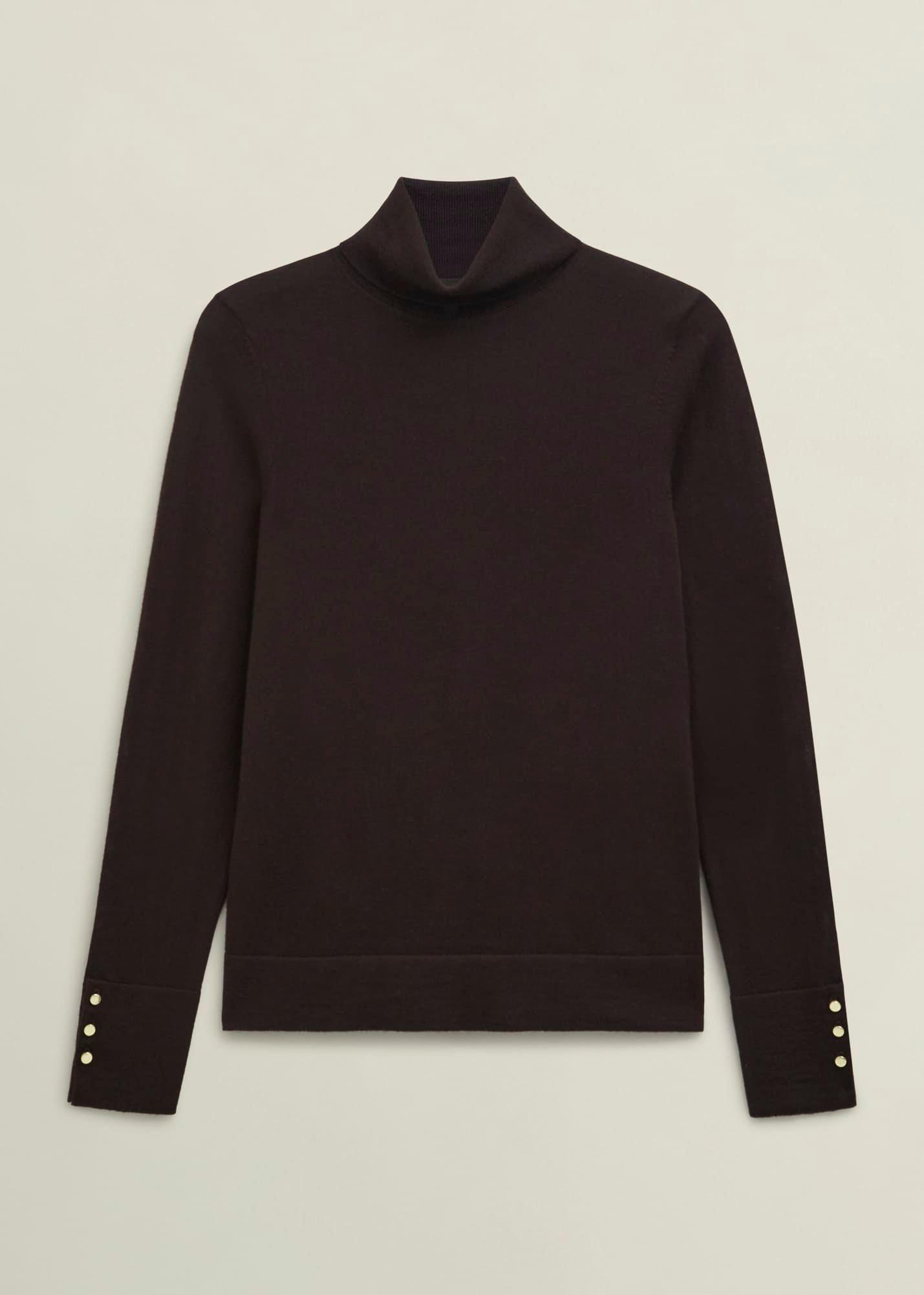 Lara Merino Rollneck Jumper, Alder Brown, hi-res