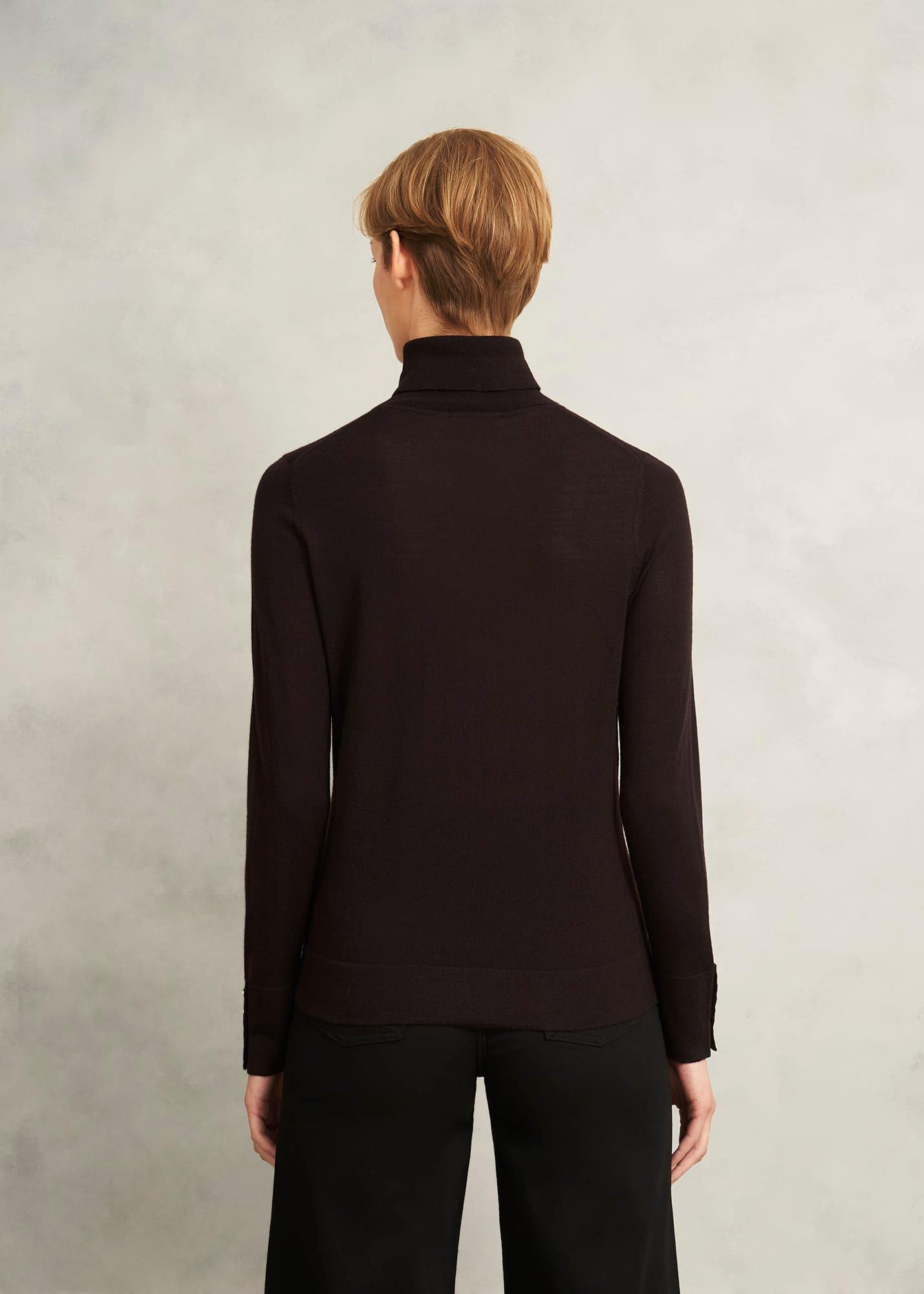 Lara Merino Rollneck Jumper, Alder Brown, hi-res
