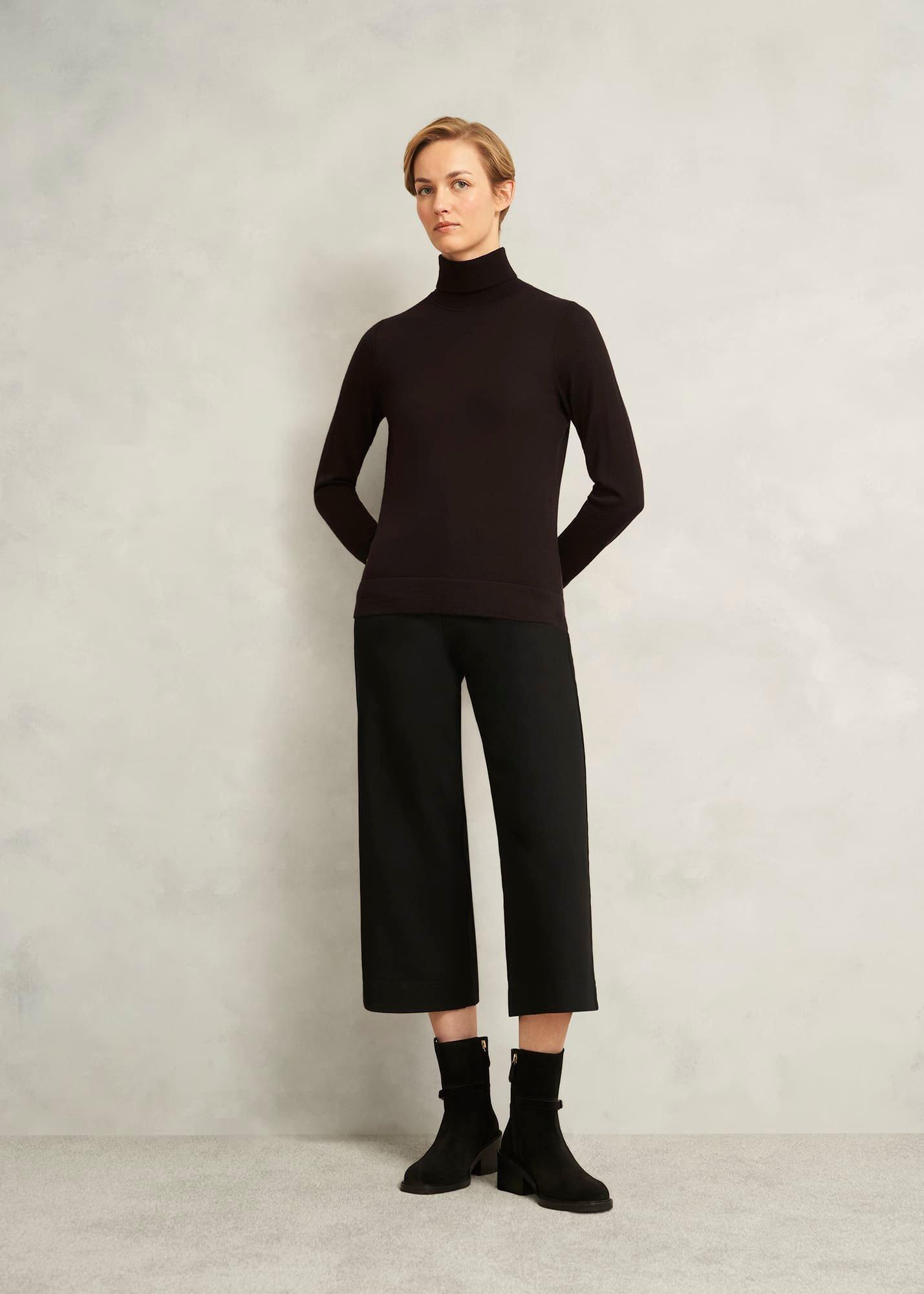 Lara Merino Rollneck Jumper, Alder Brown, hi-res