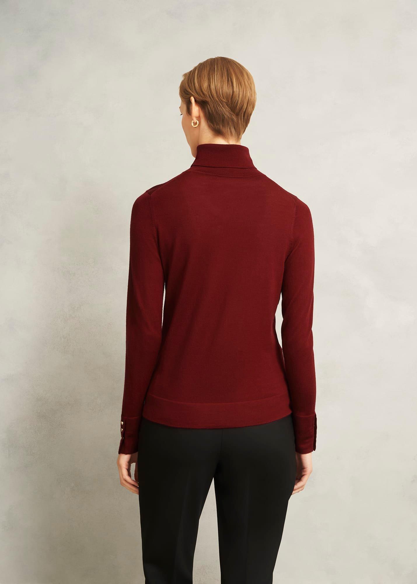 Lara Merino Rollneck Jumper, Beryl Red, hi-res