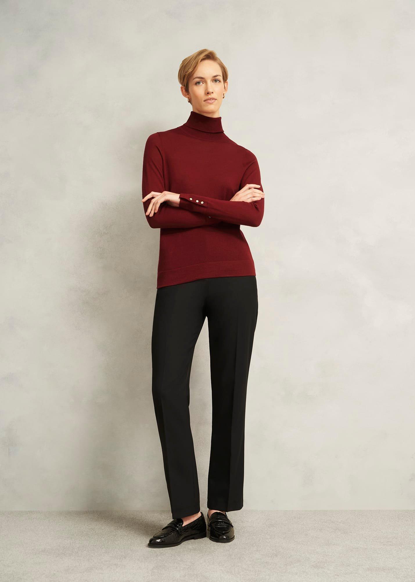 Lara Merino Rollneck Jumper, Beryl Red, hi-res