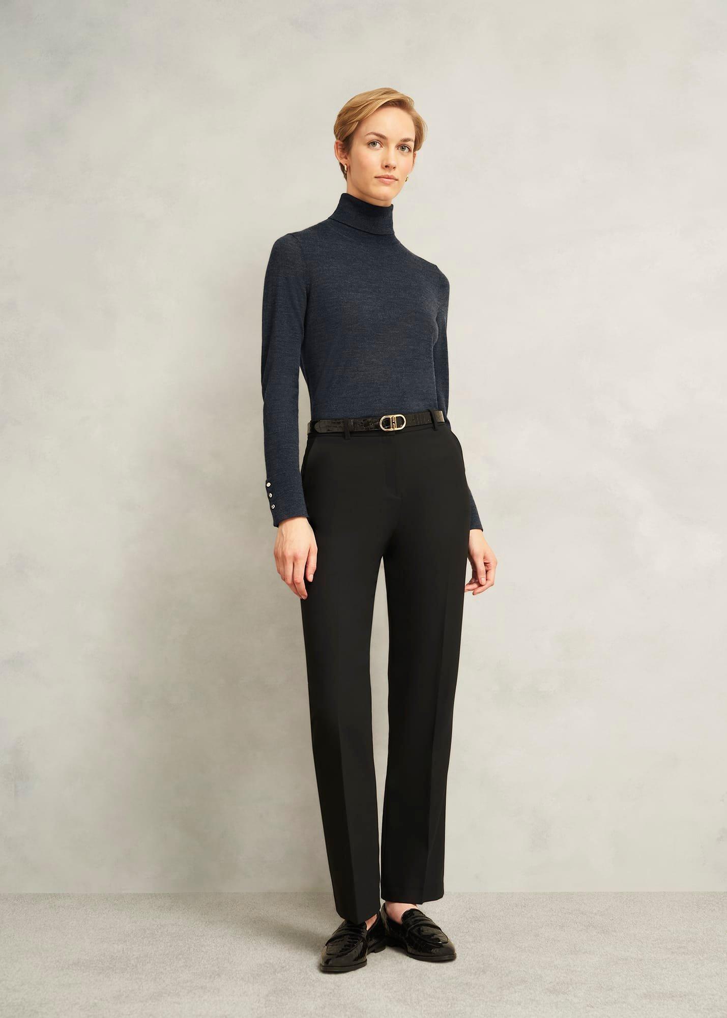 Lara Merino Rollneck Jumper, Charcoal Grey, hi-res
