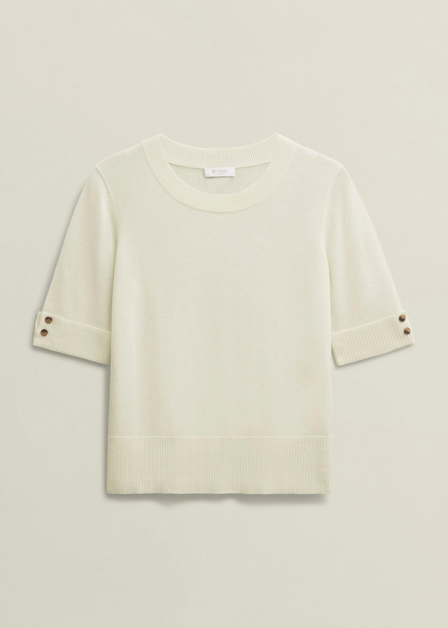Leanne Knitted Top with Wool, Hobbs Ivory, hi-res