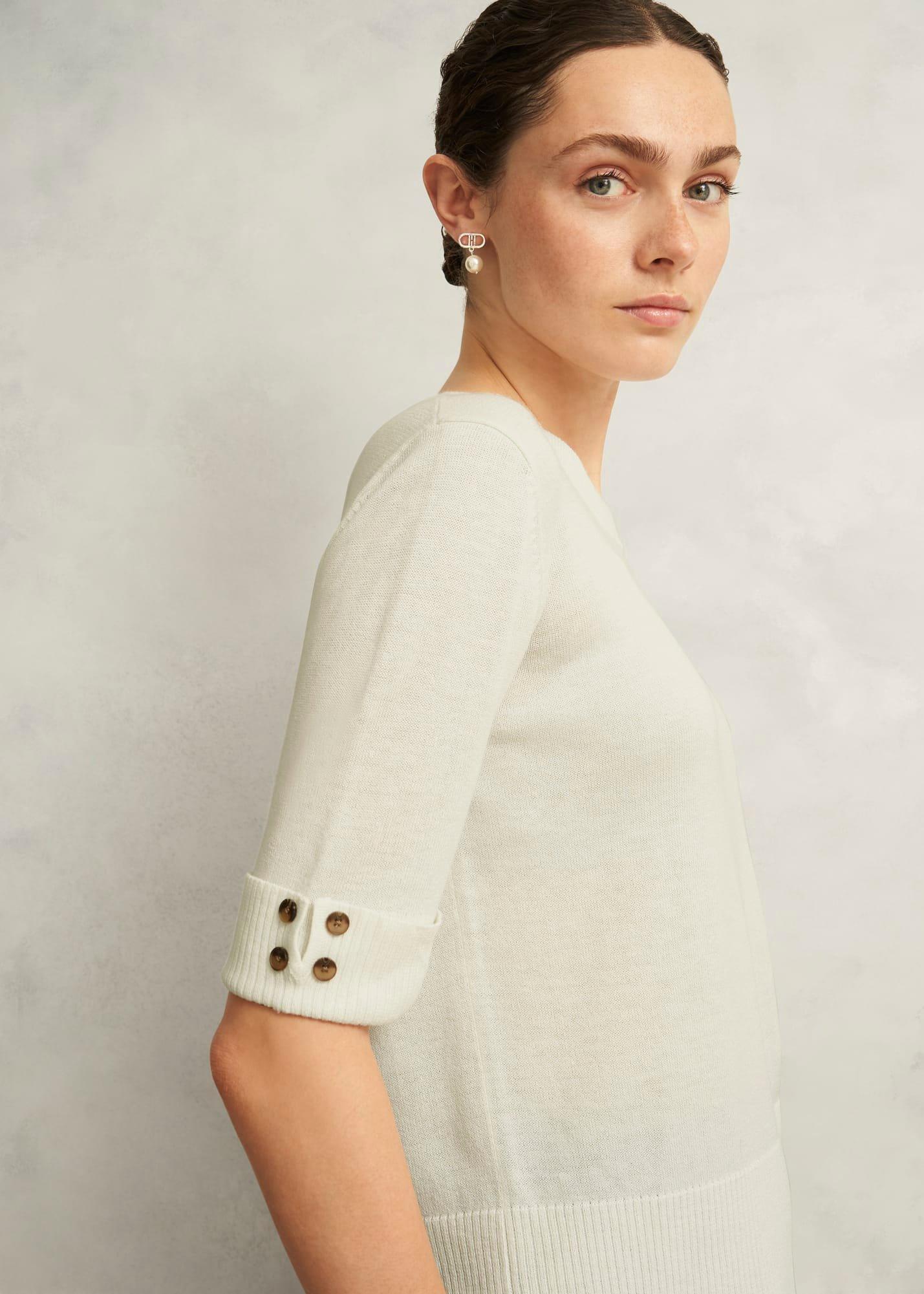 Leanne Knitted Top with Wool, Hobbs Ivory, hi-res
