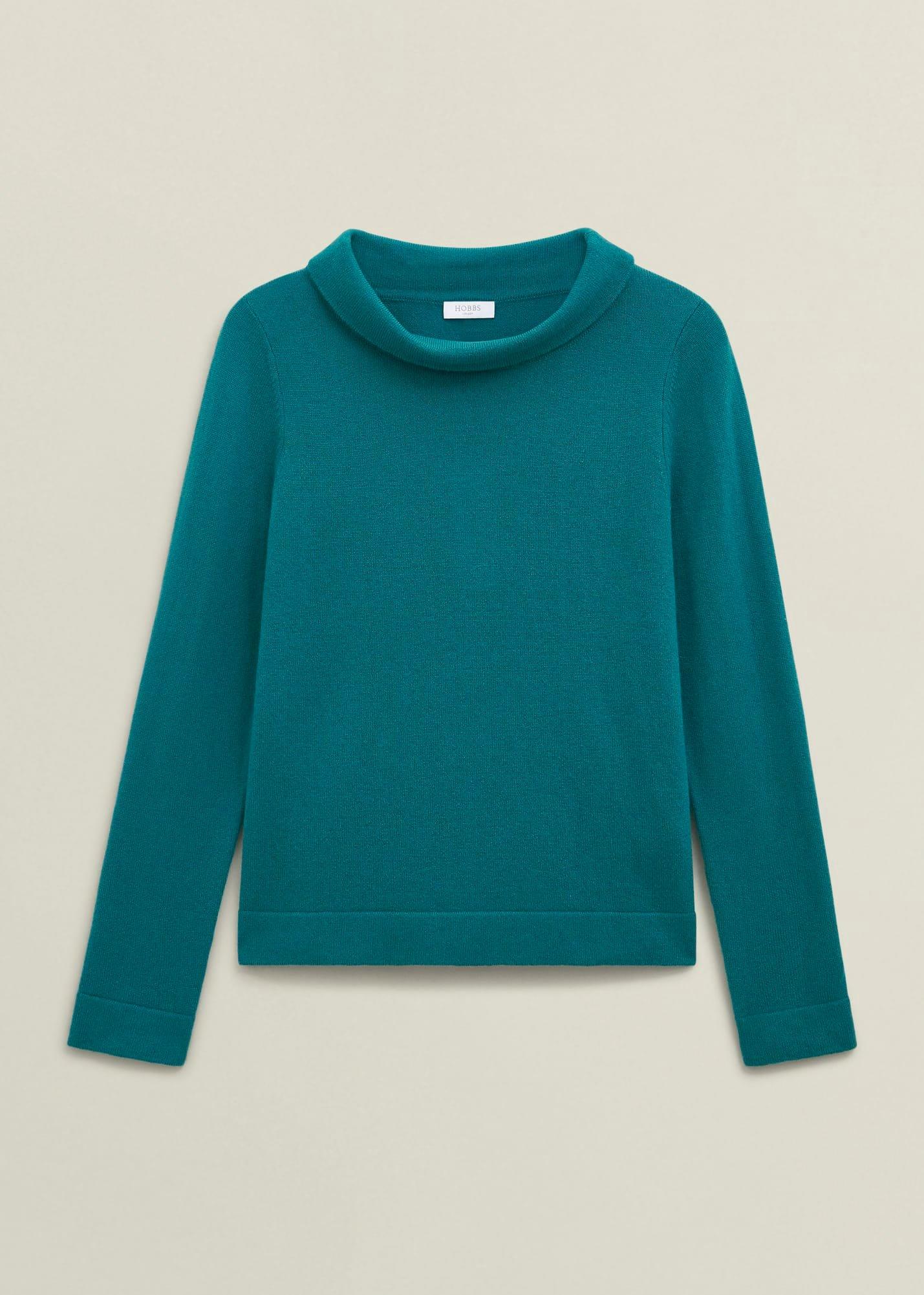 Dark Green Audrey Cashmere Blend Roll Neck Jumper
