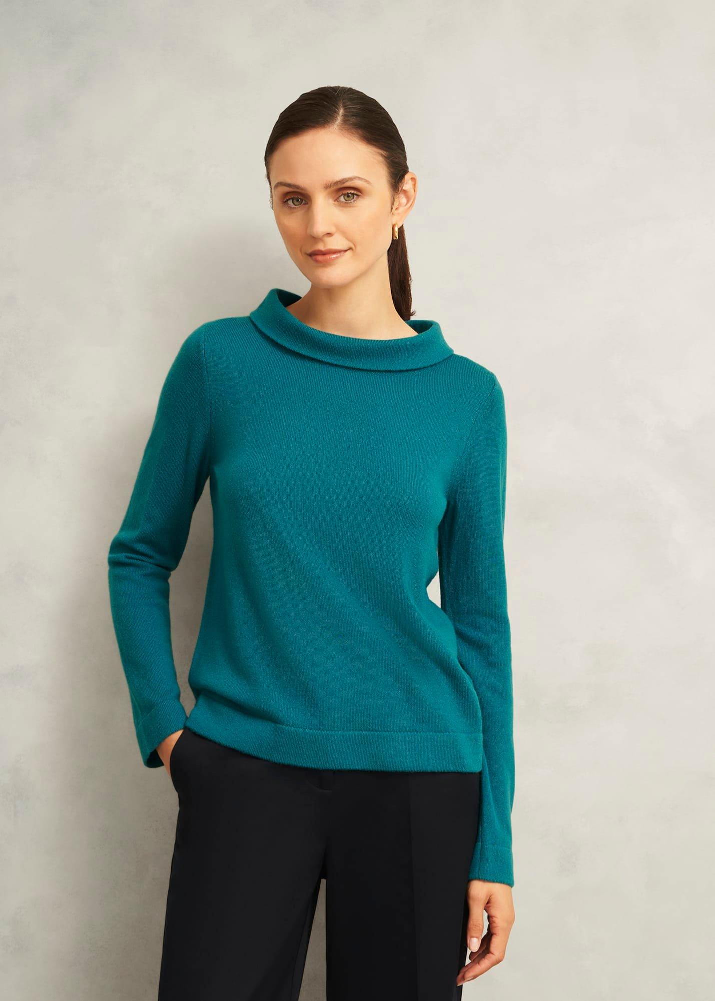 Dark Green Audrey Cashmere Blend Roll Neck Jumper