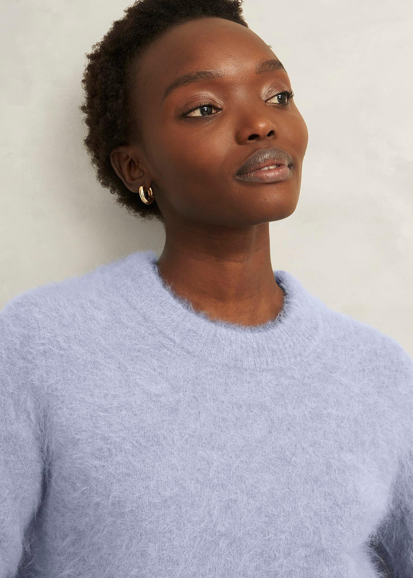 Felicity Alpaca Blend Fluffy Brushed Jumper, Pale Blue Marl, hi-res