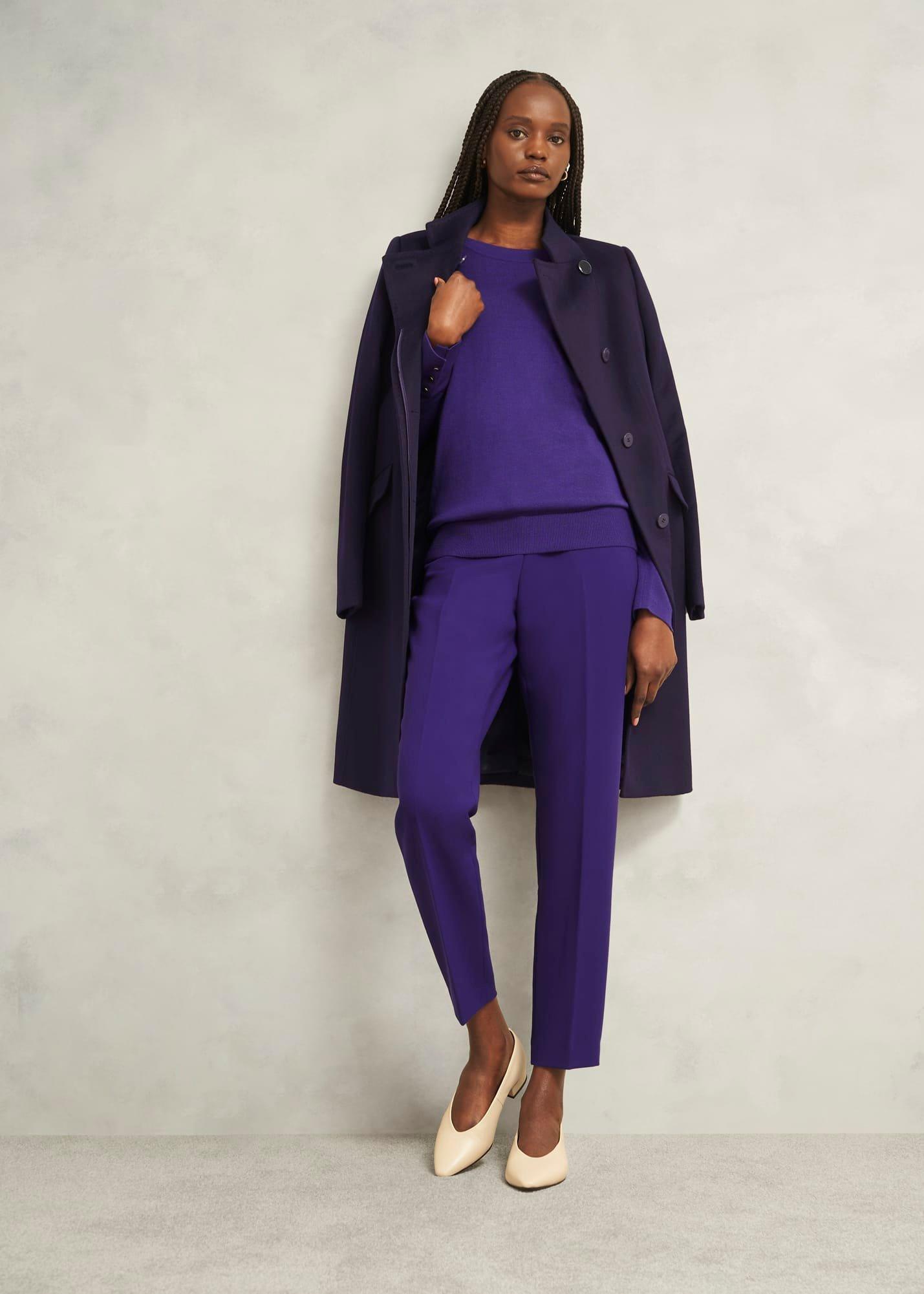 Purple Penny Merino Wool Crew Neck Knitted Jumper, Future Purple, hi-res