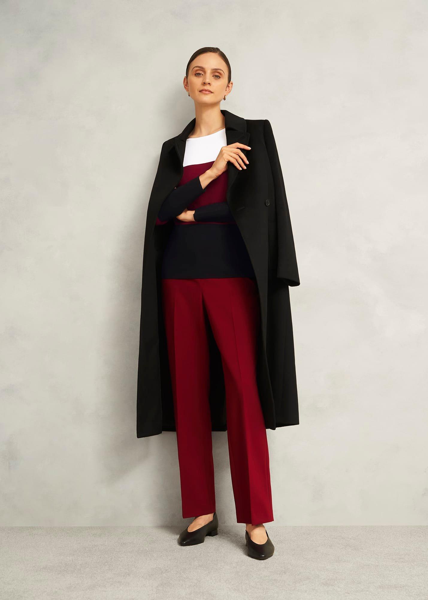 Burgundy Alice Colour Block Crew Neck Knitted Jumper, Beryl Black, hi-res