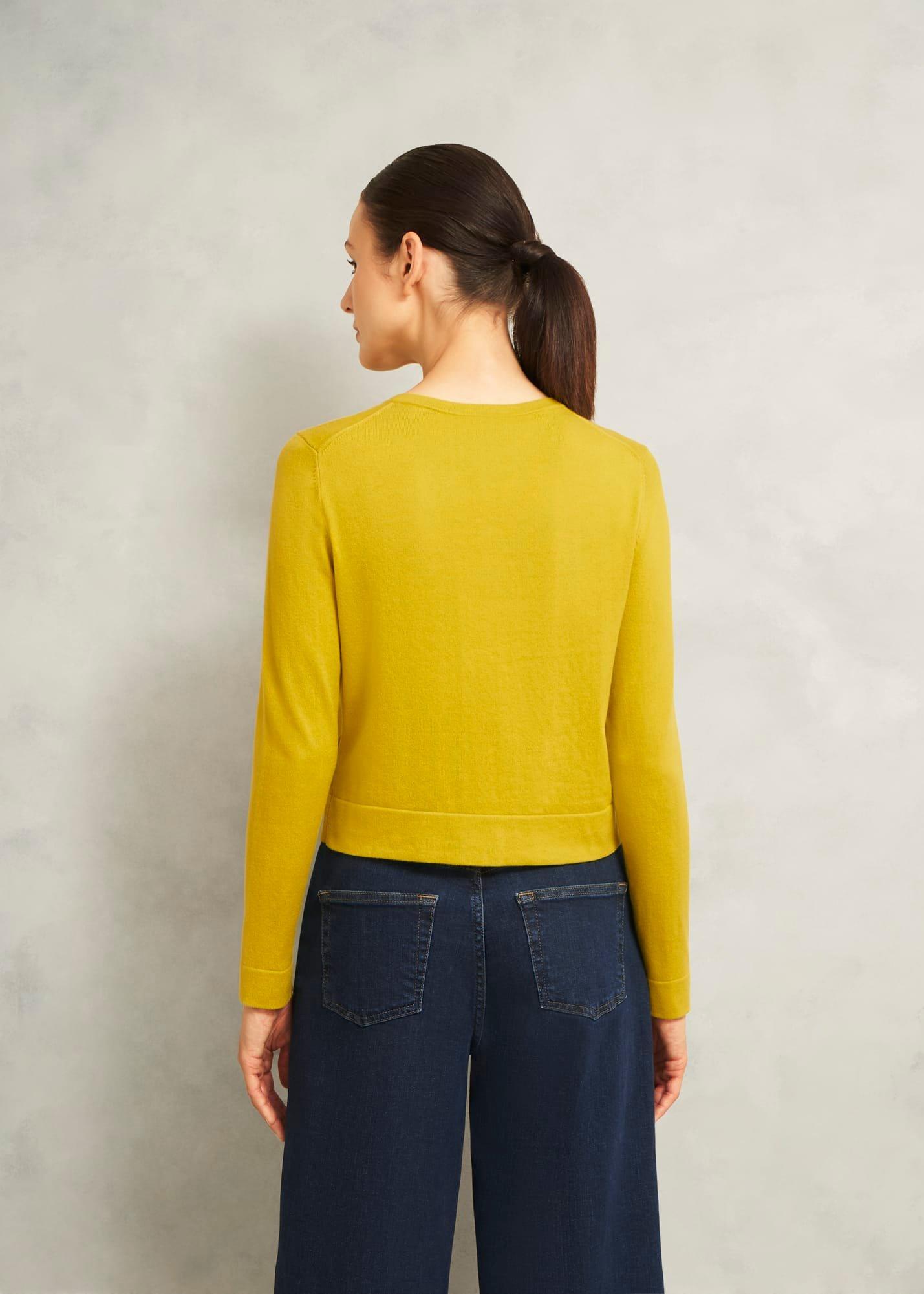Michelle Cotton Cardigan, Gold Chartreuse, hi-res
