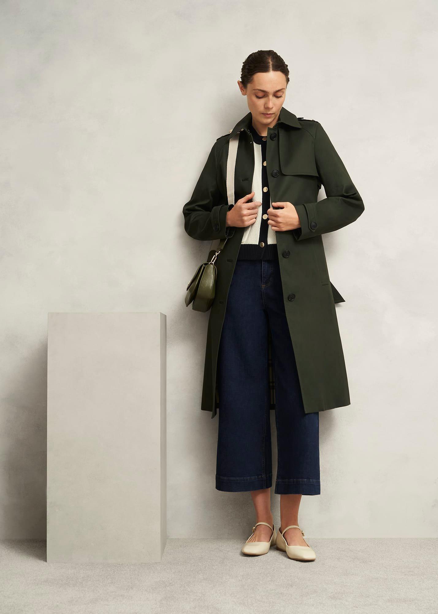 Emily Cotton Cardigan, Ivory Navy, hi-res