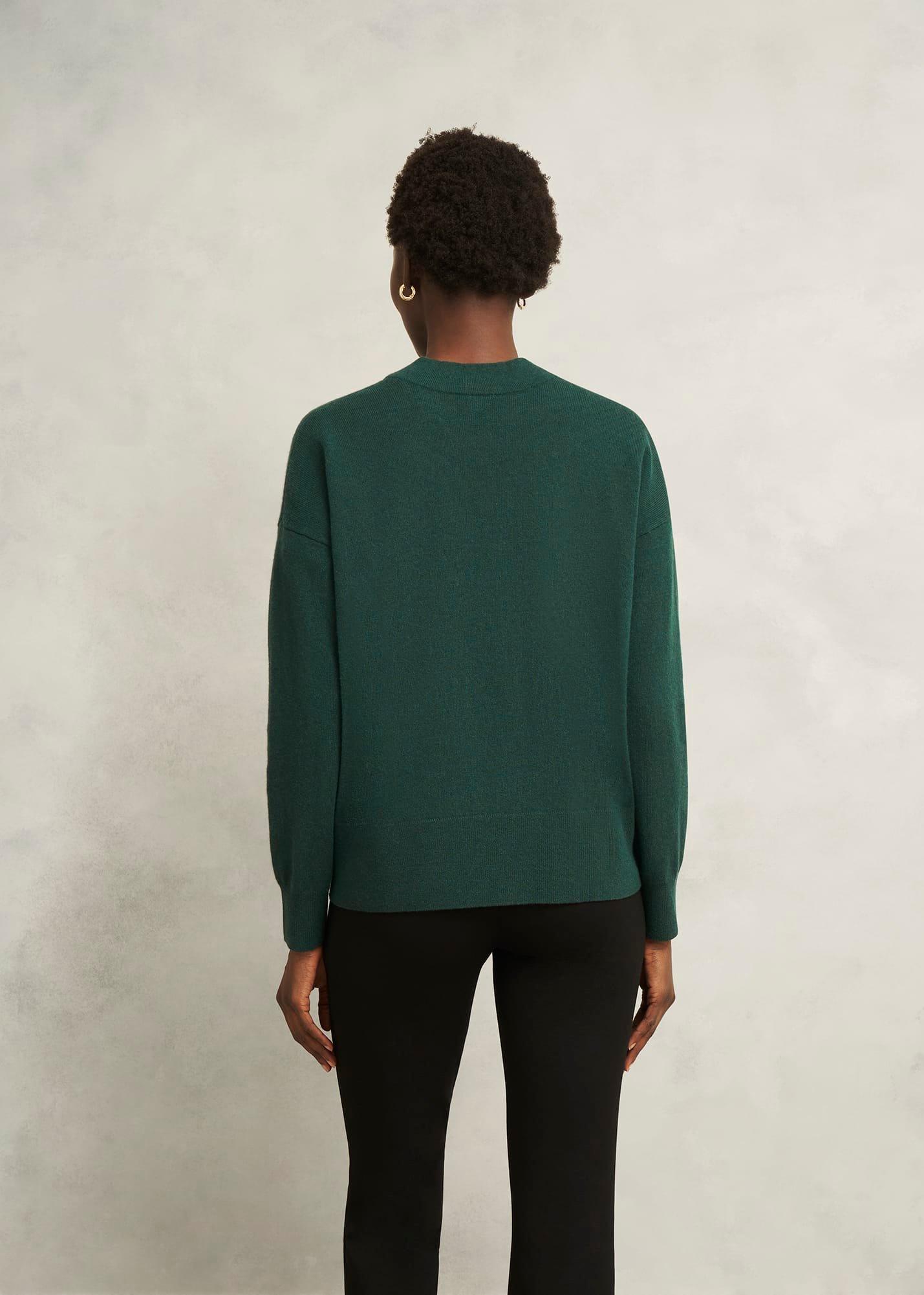 Lettie Wool Blend V Neck Jumper, Ponderosa Green, hi-res
