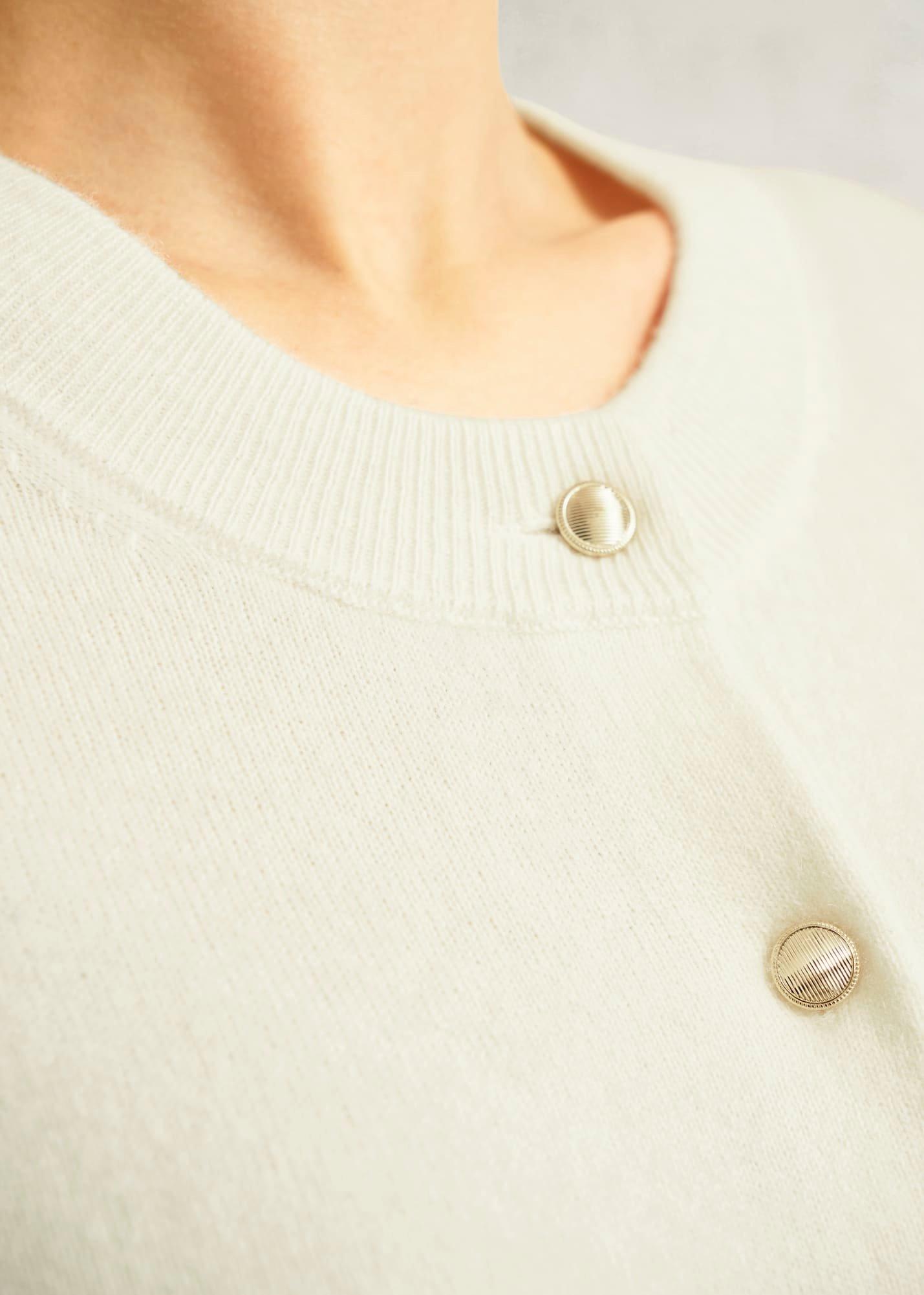 Monica Cashmere Cardigan, Warm Ivory, hi-res