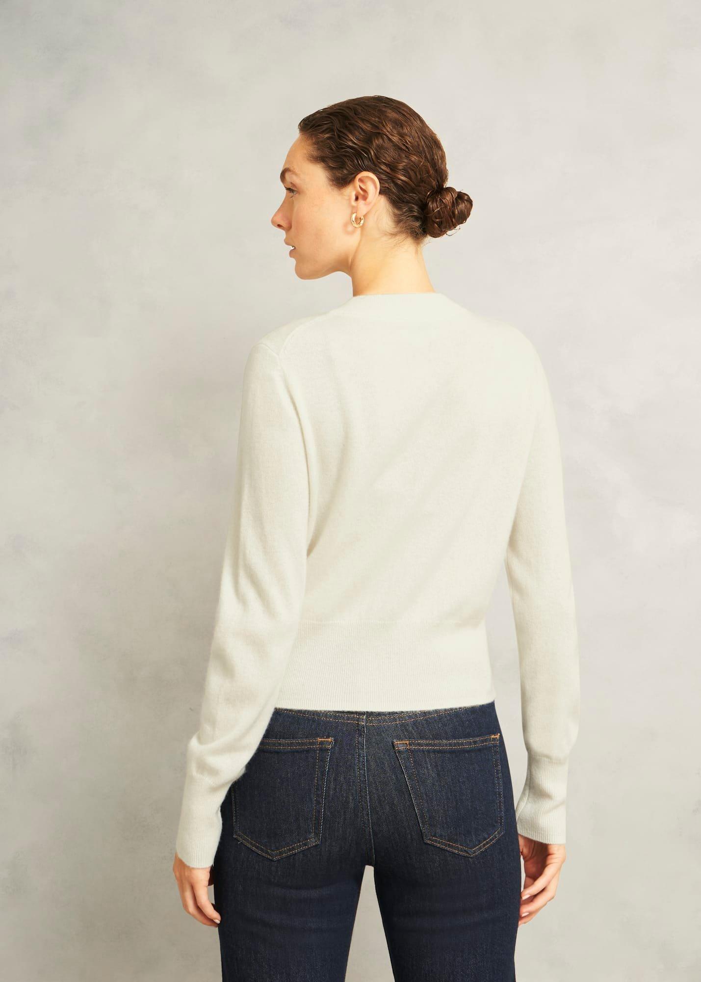 Monica Cashmere Cardigan, Warm Ivory, hi-res